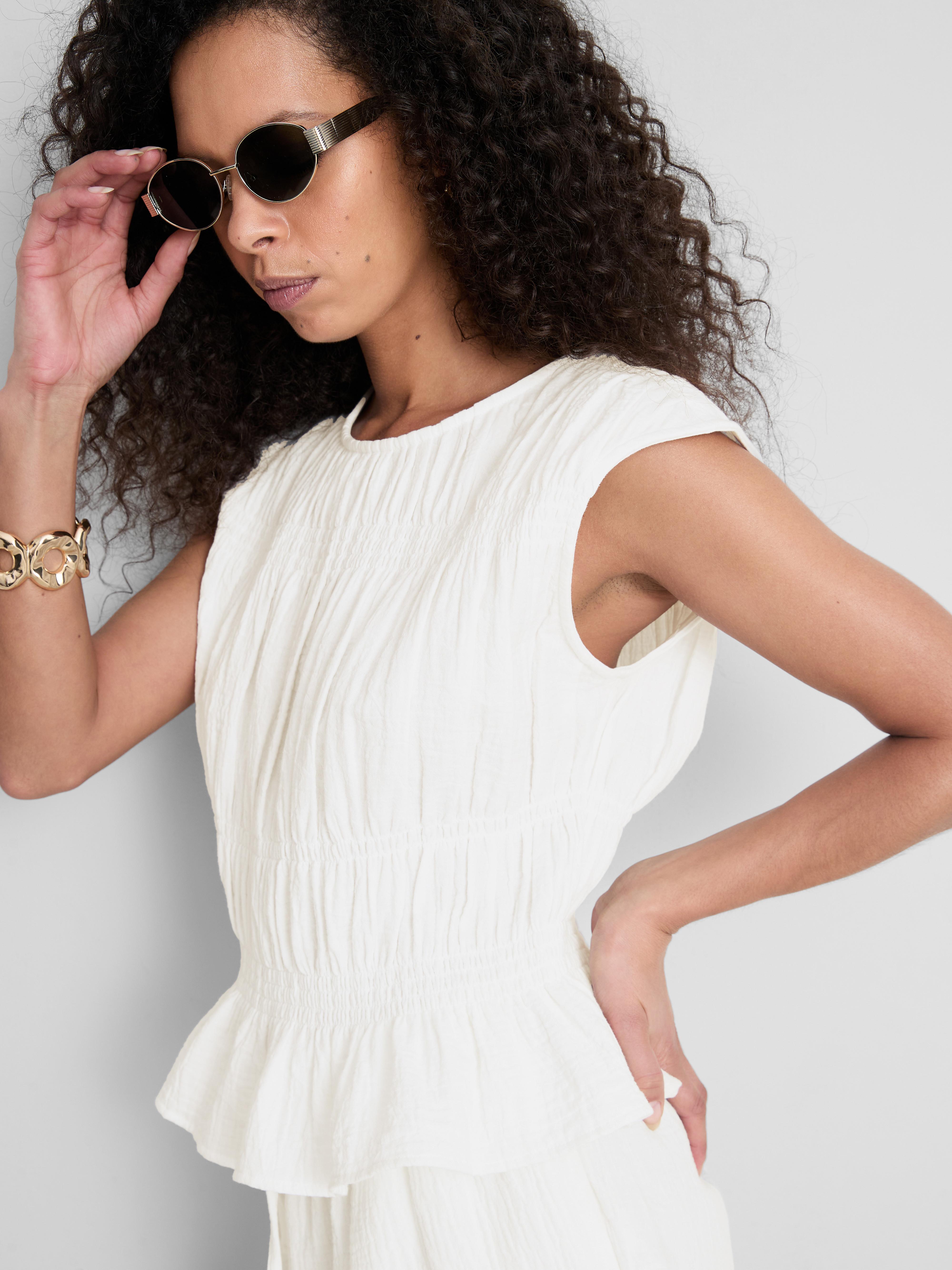Cotton Shirred Tank Top