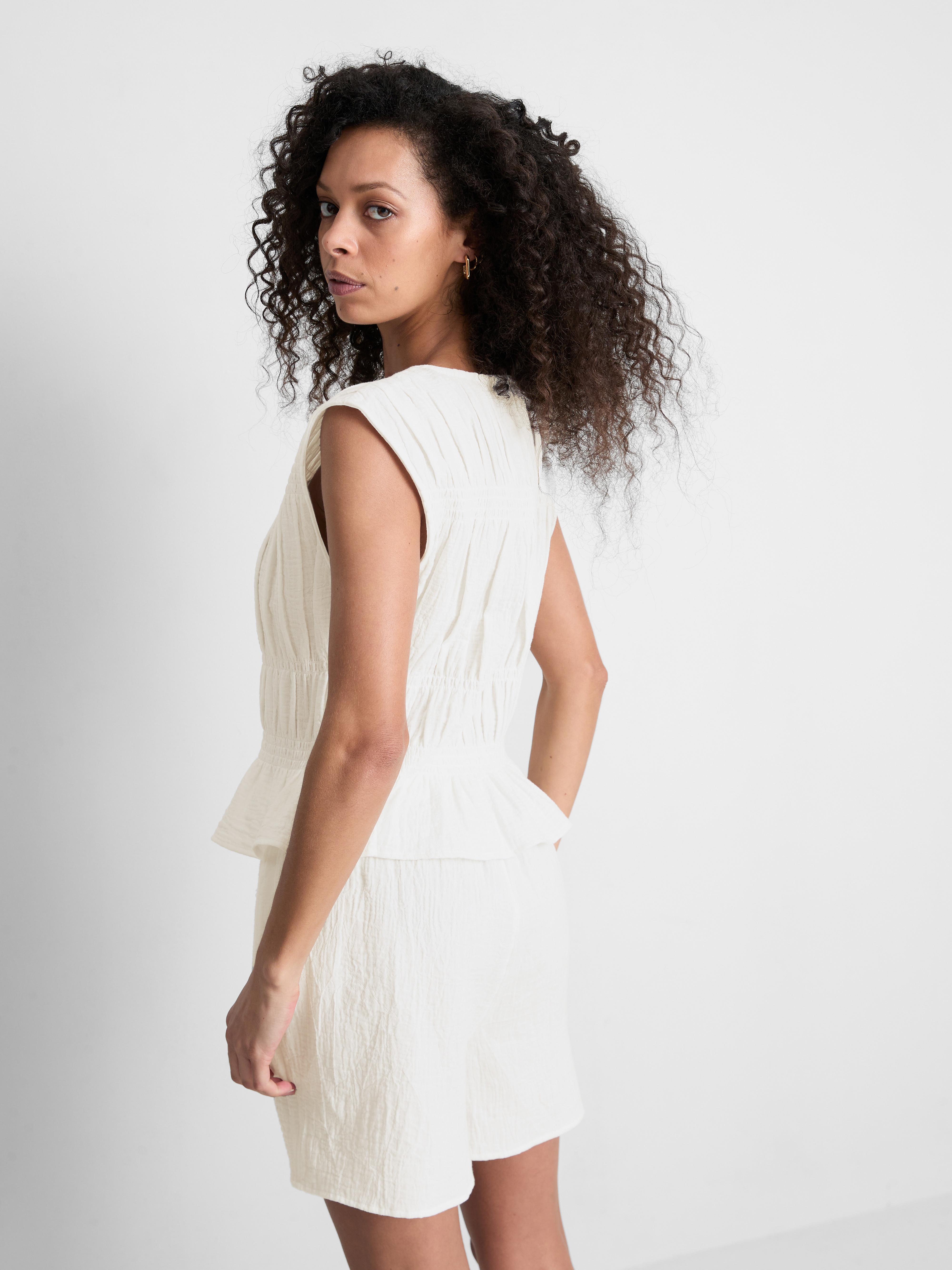 Cotton Shirred Tank Top