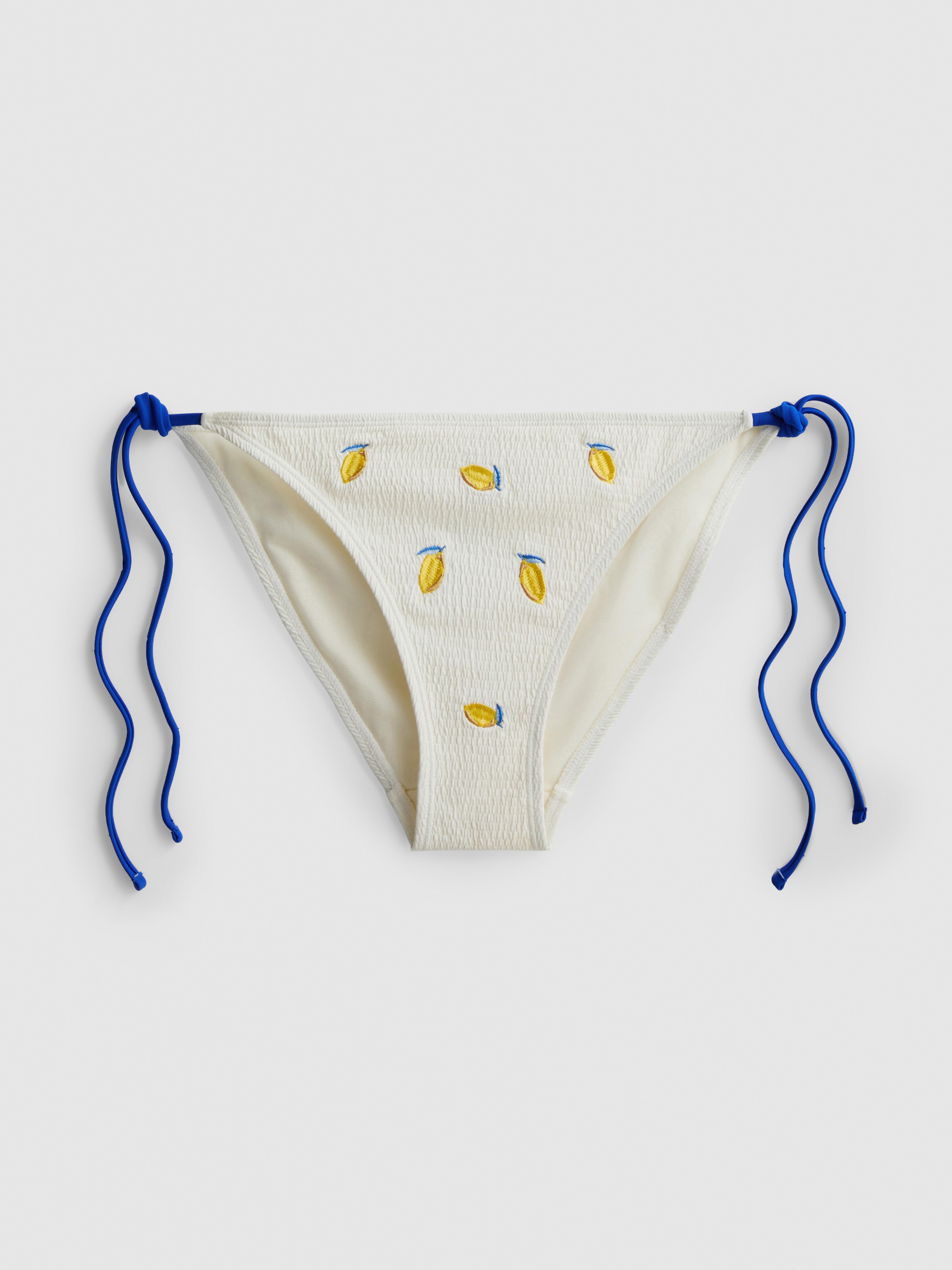 Strukturierte Bikinihose mit Zitronenmotiven