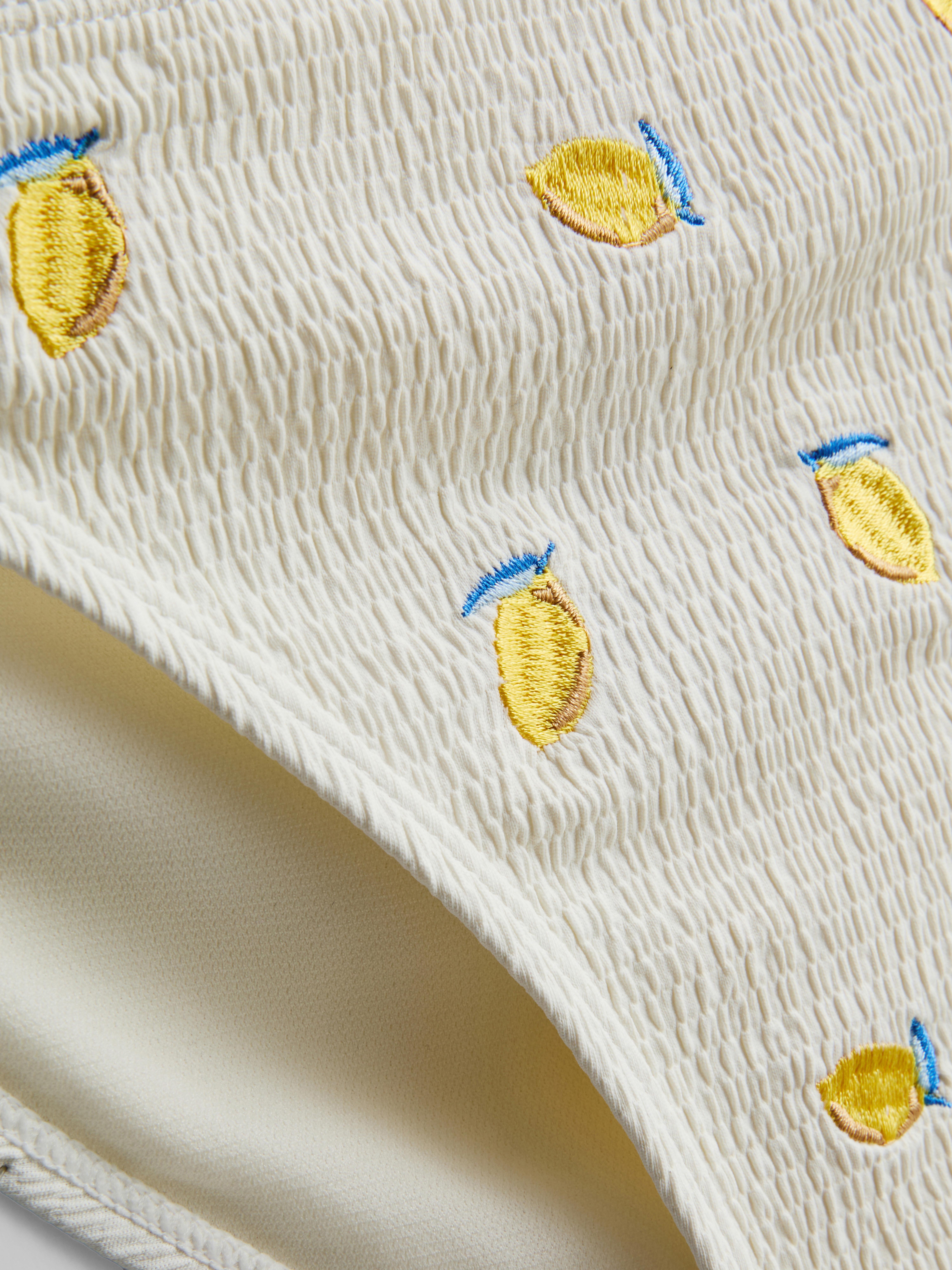 Textured Lemon Side-Tie Bikini Bottoms