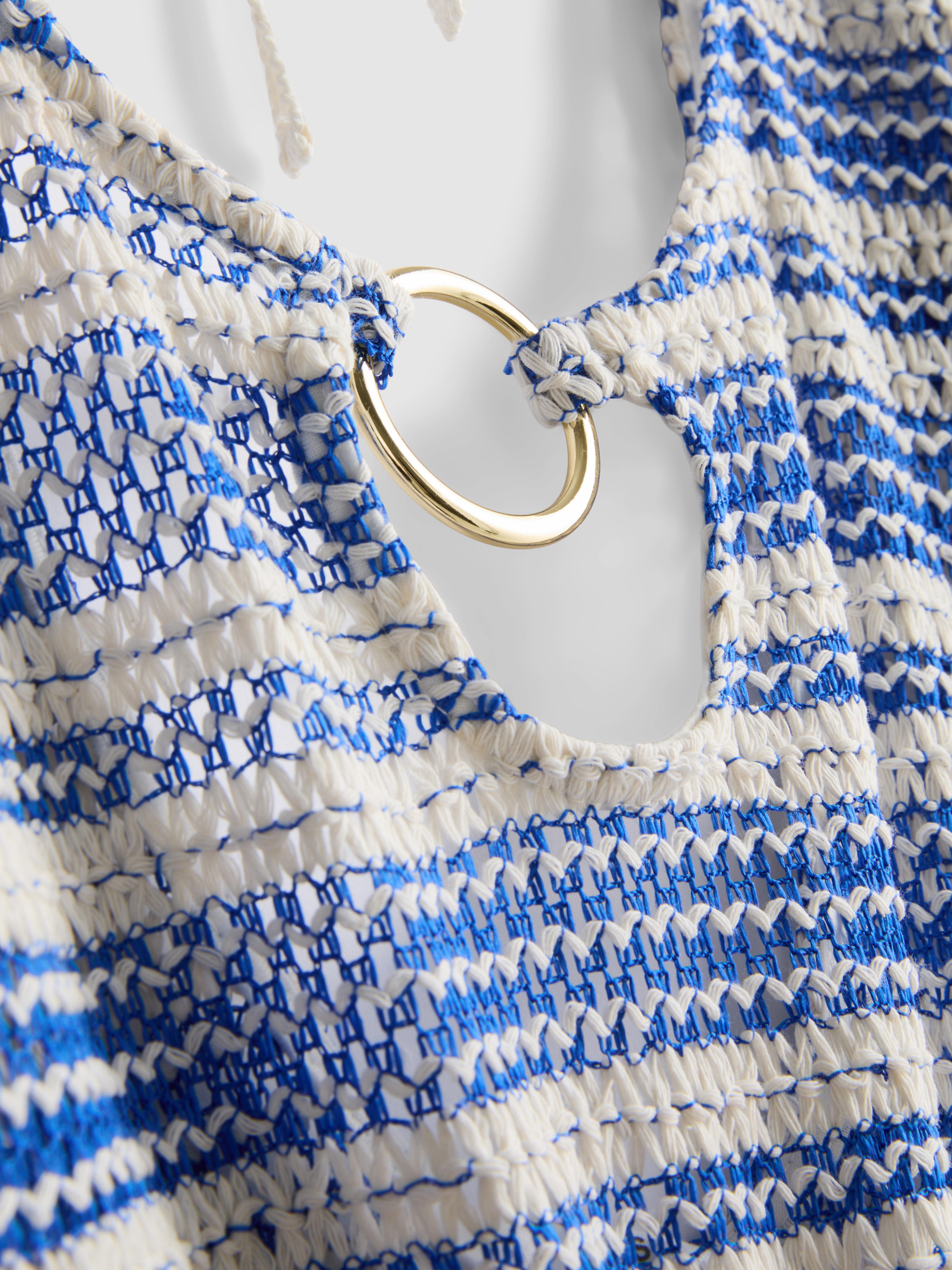 Women's Blue O-Ring Crochet Stripe Beach Dress | Primark
