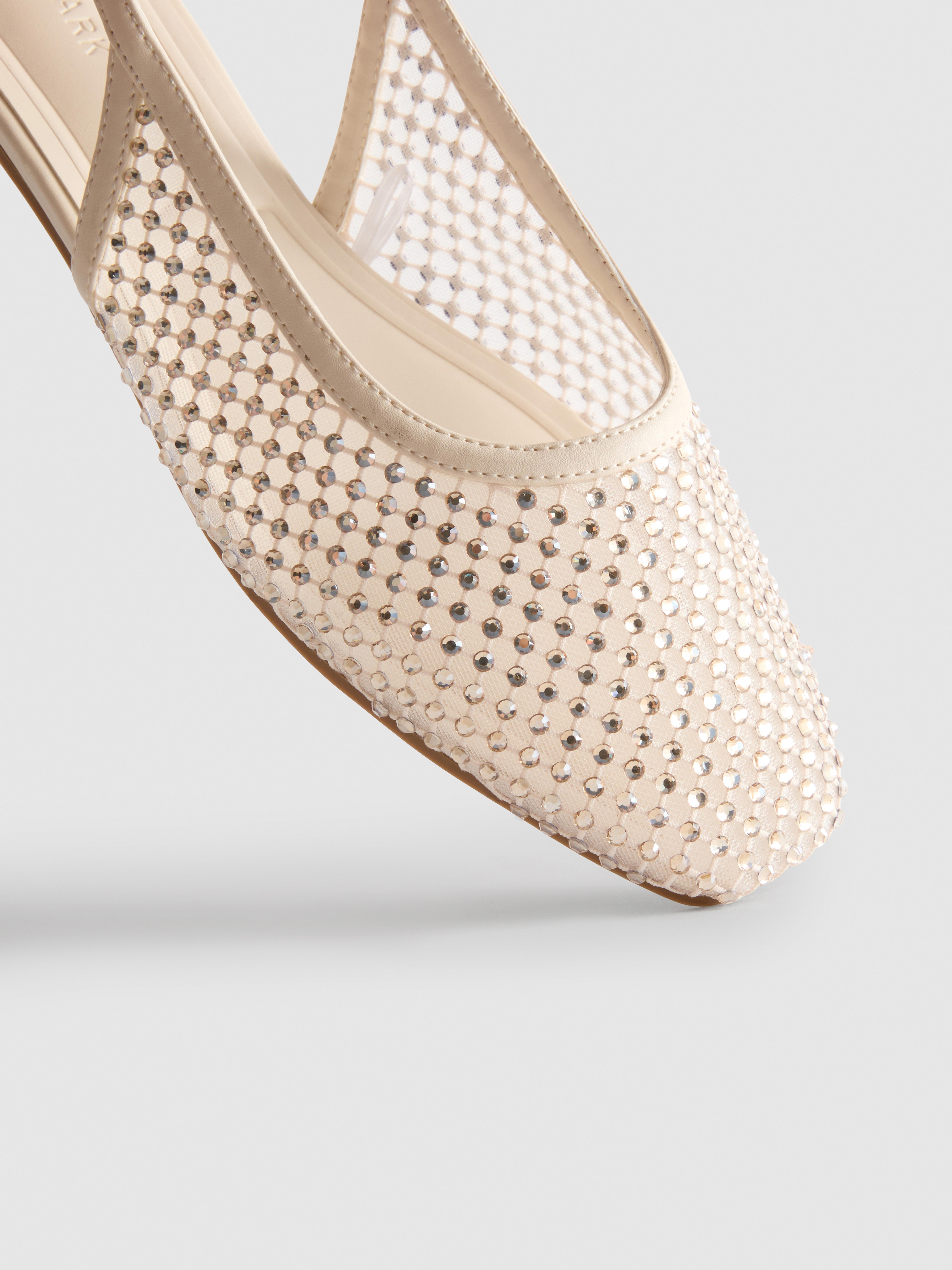 Ballerines à bride arrière et strass