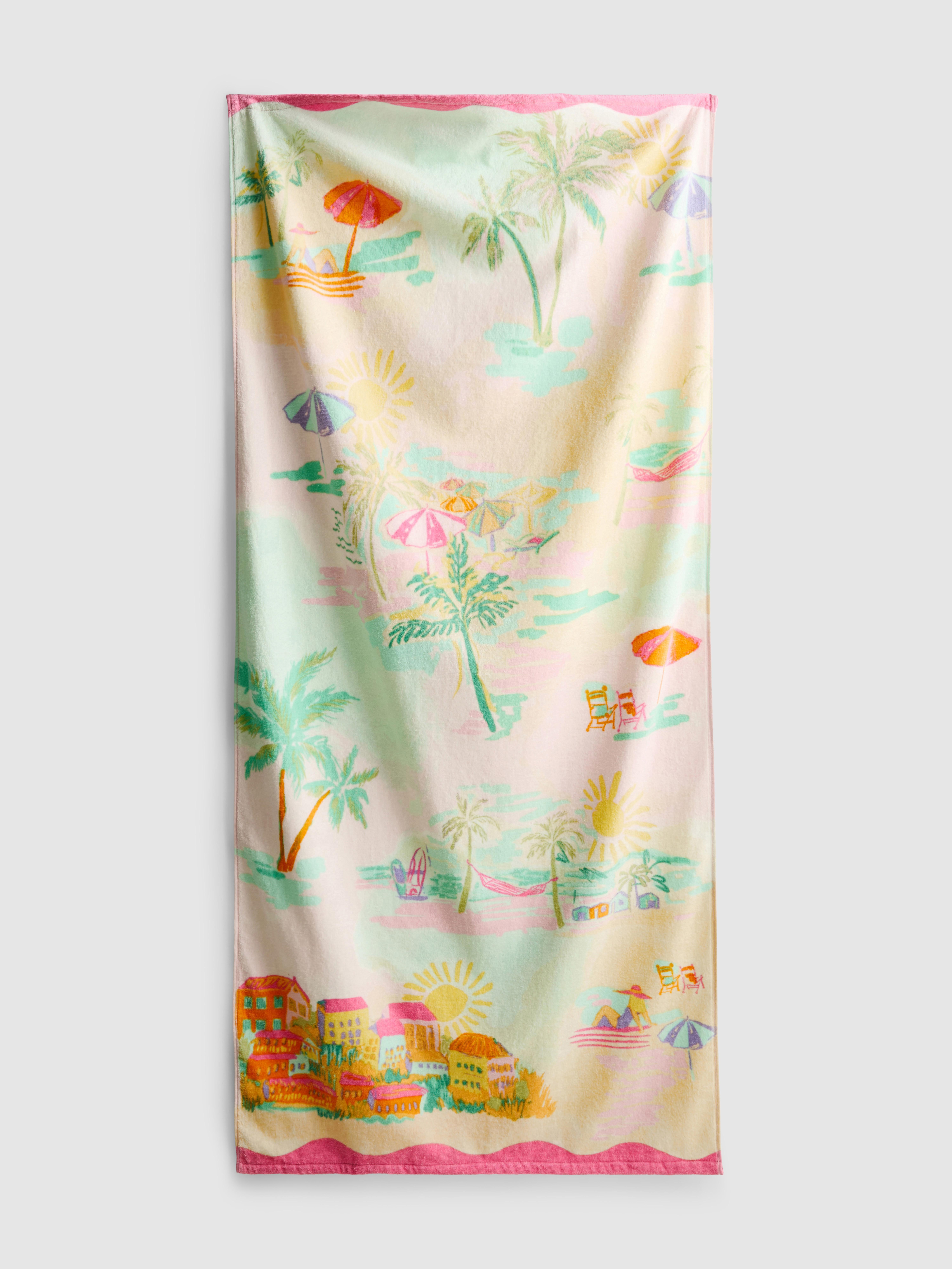 Telo mare con stampa tropicale