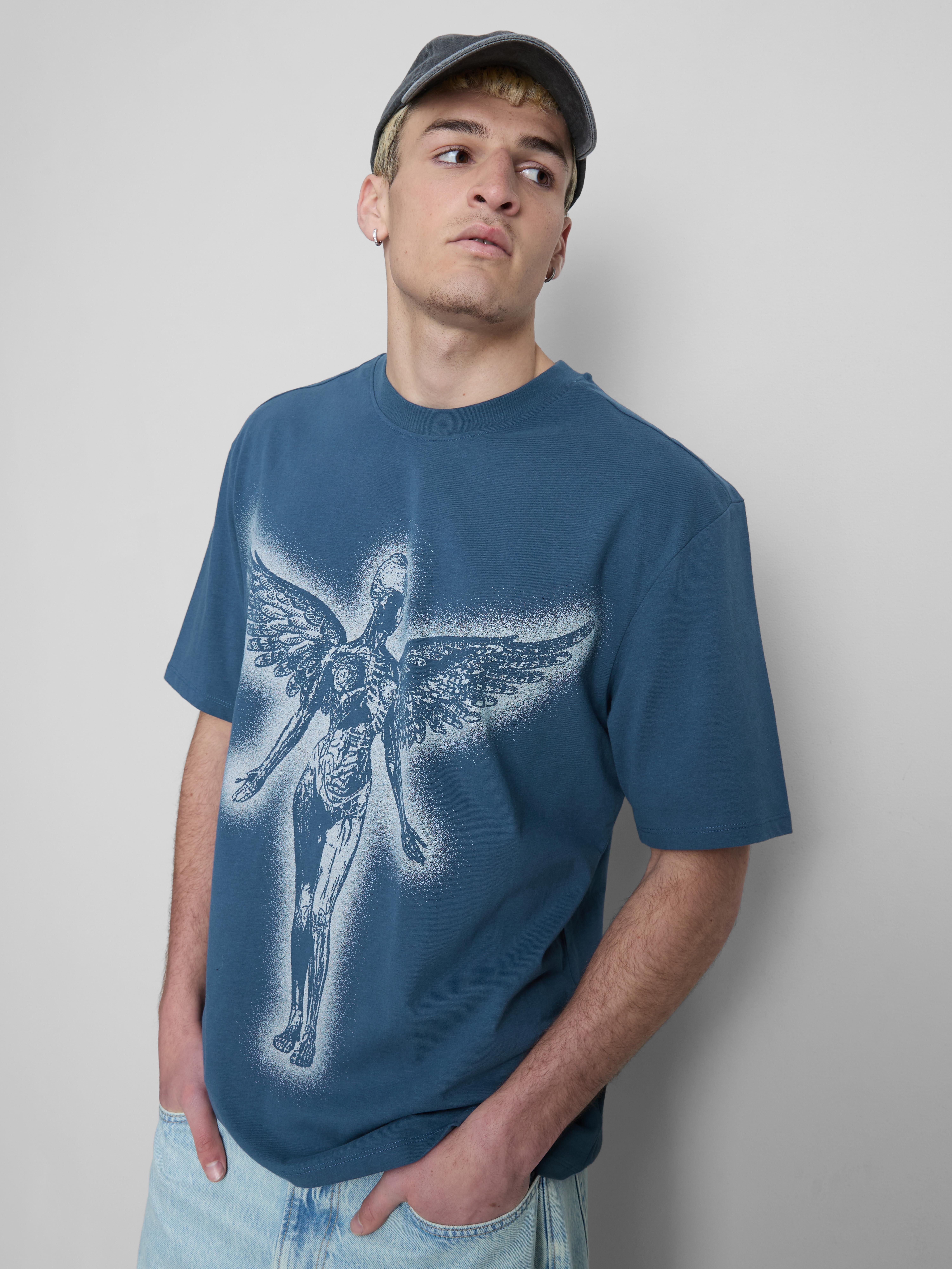 Camiseta con estampado del ángel de Nirvana