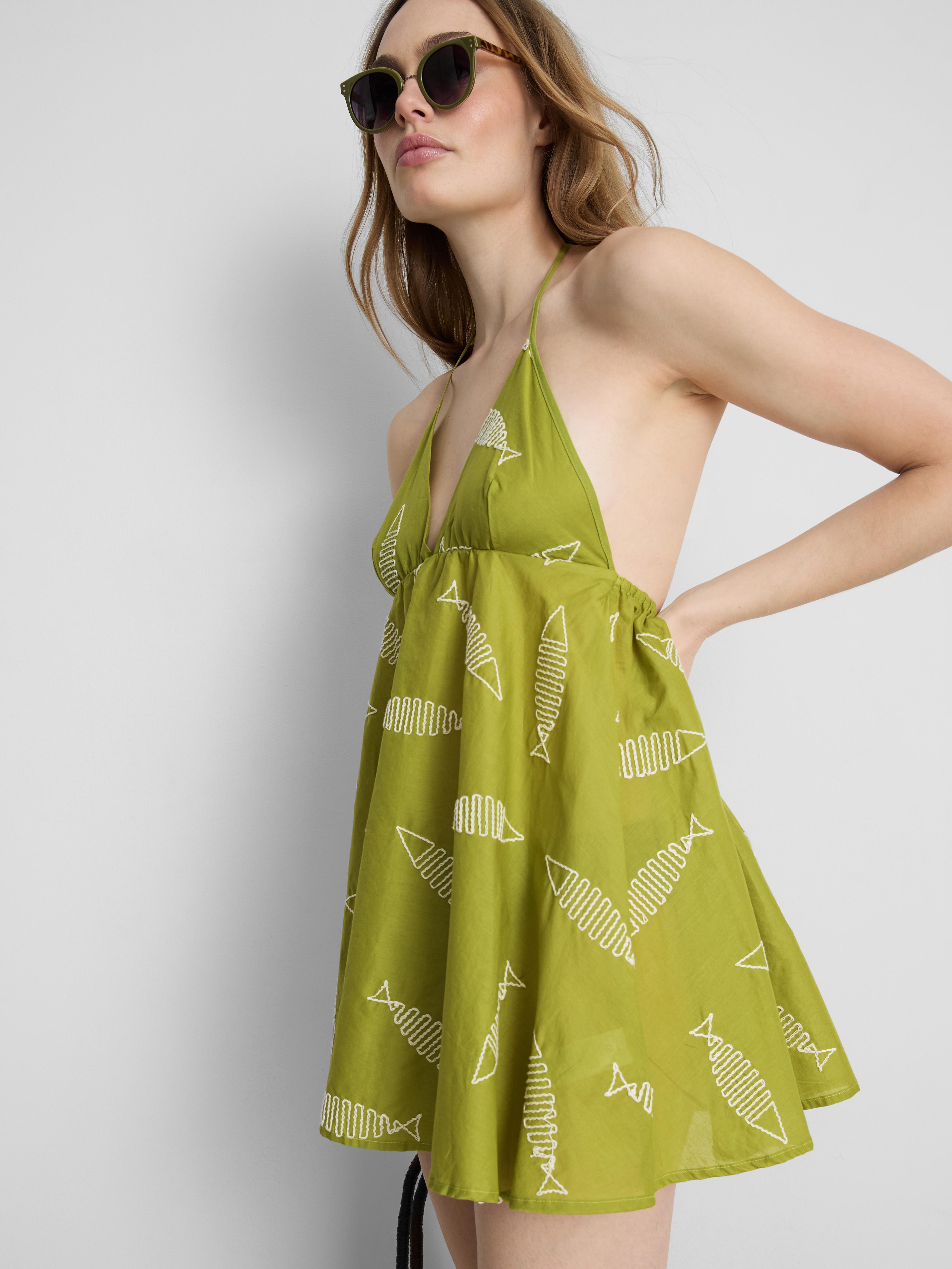 Women's Green Embroidered Fish Mini Dress | Primark