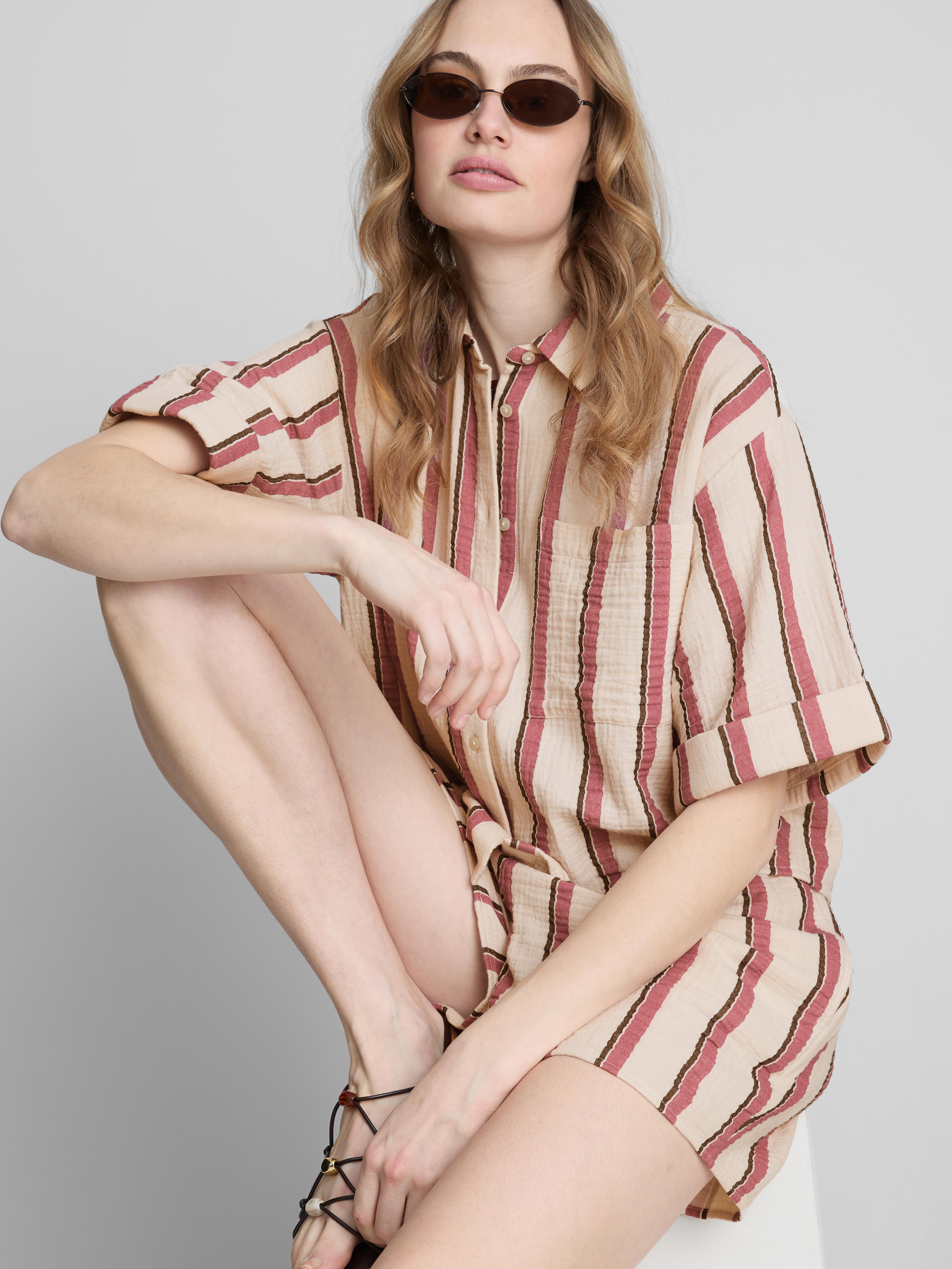 Cotton Relaxed Striped Shirt