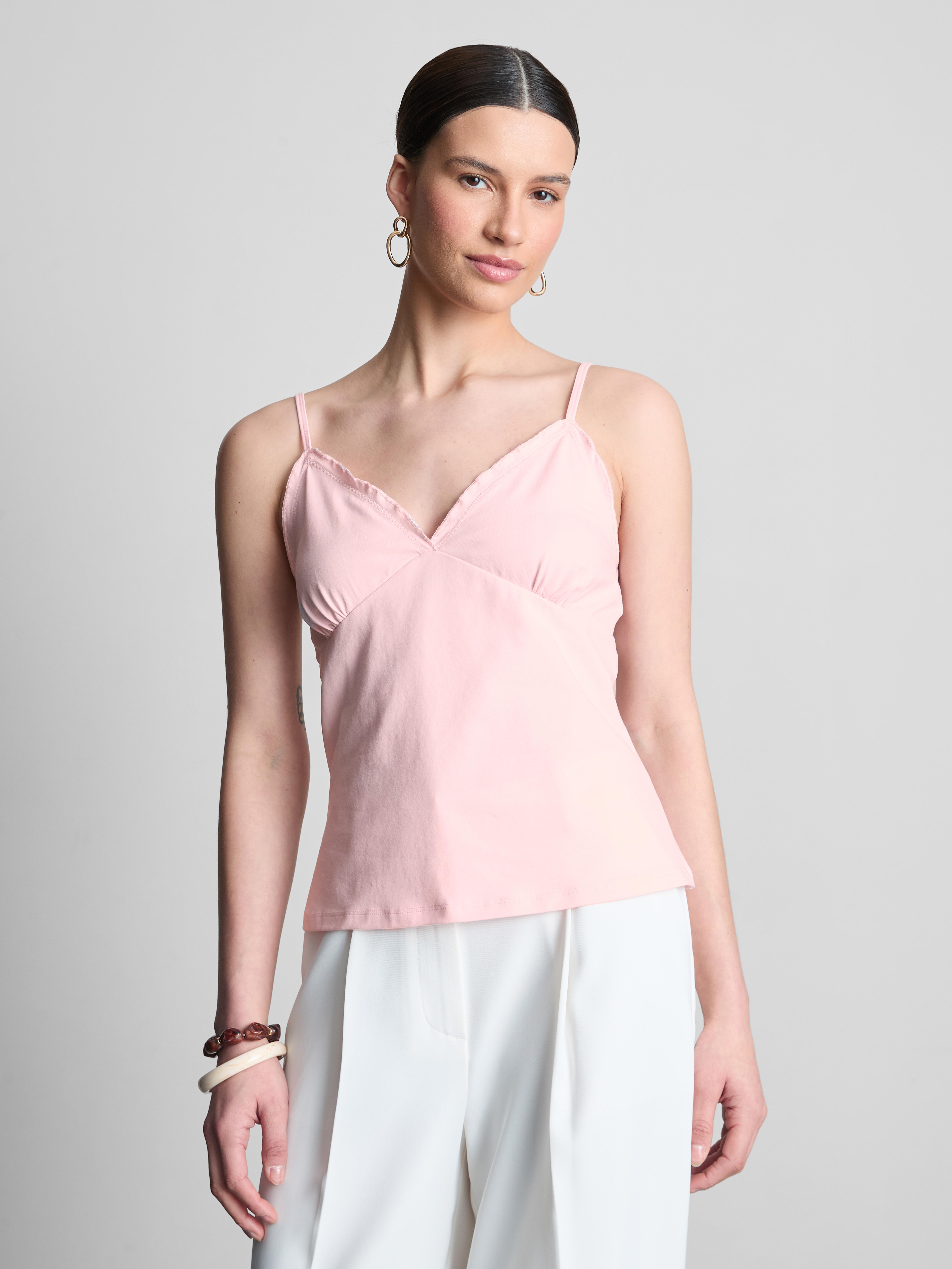 Top alças babydoll decote V