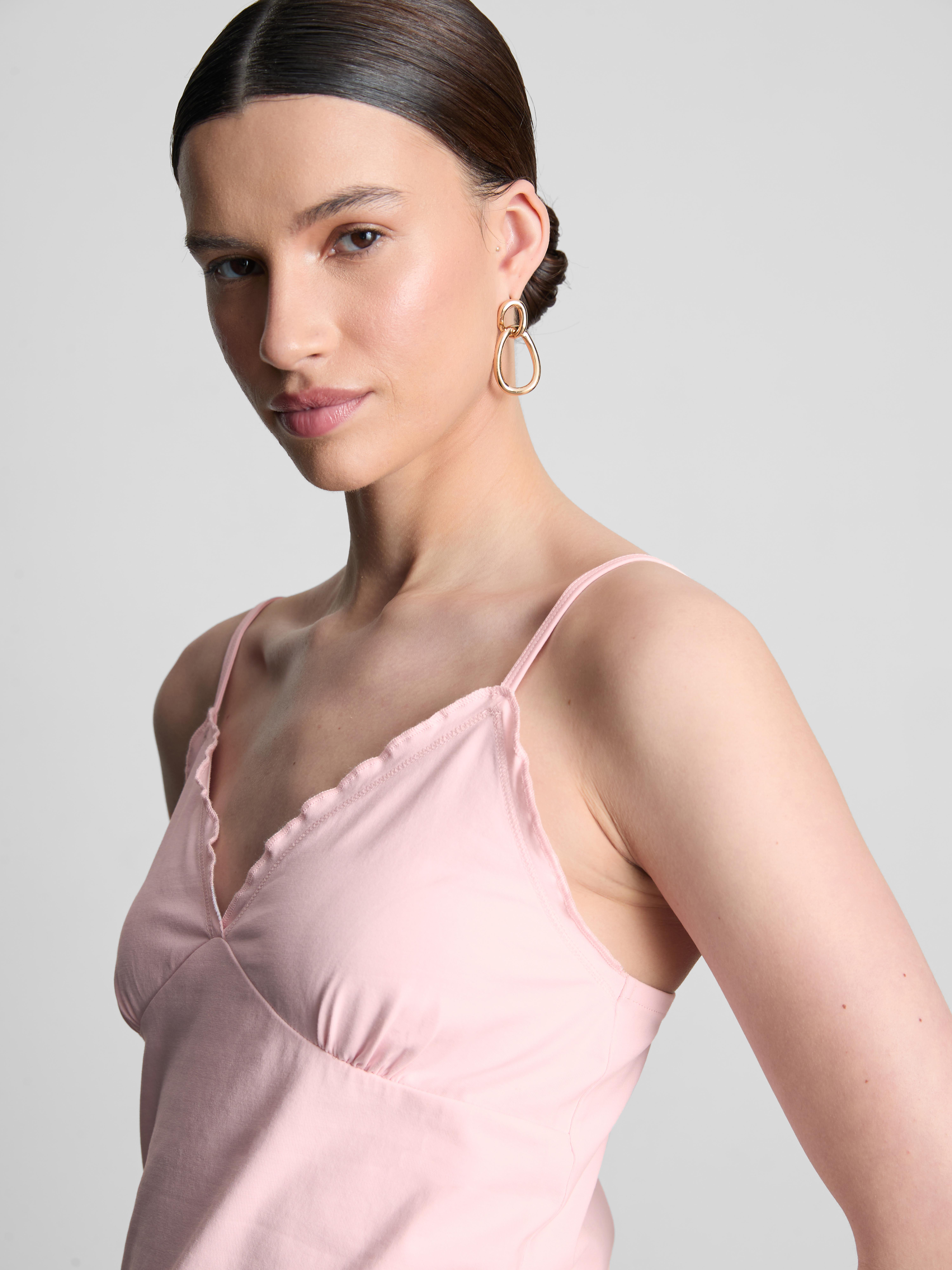 Top alças babydoll decote V