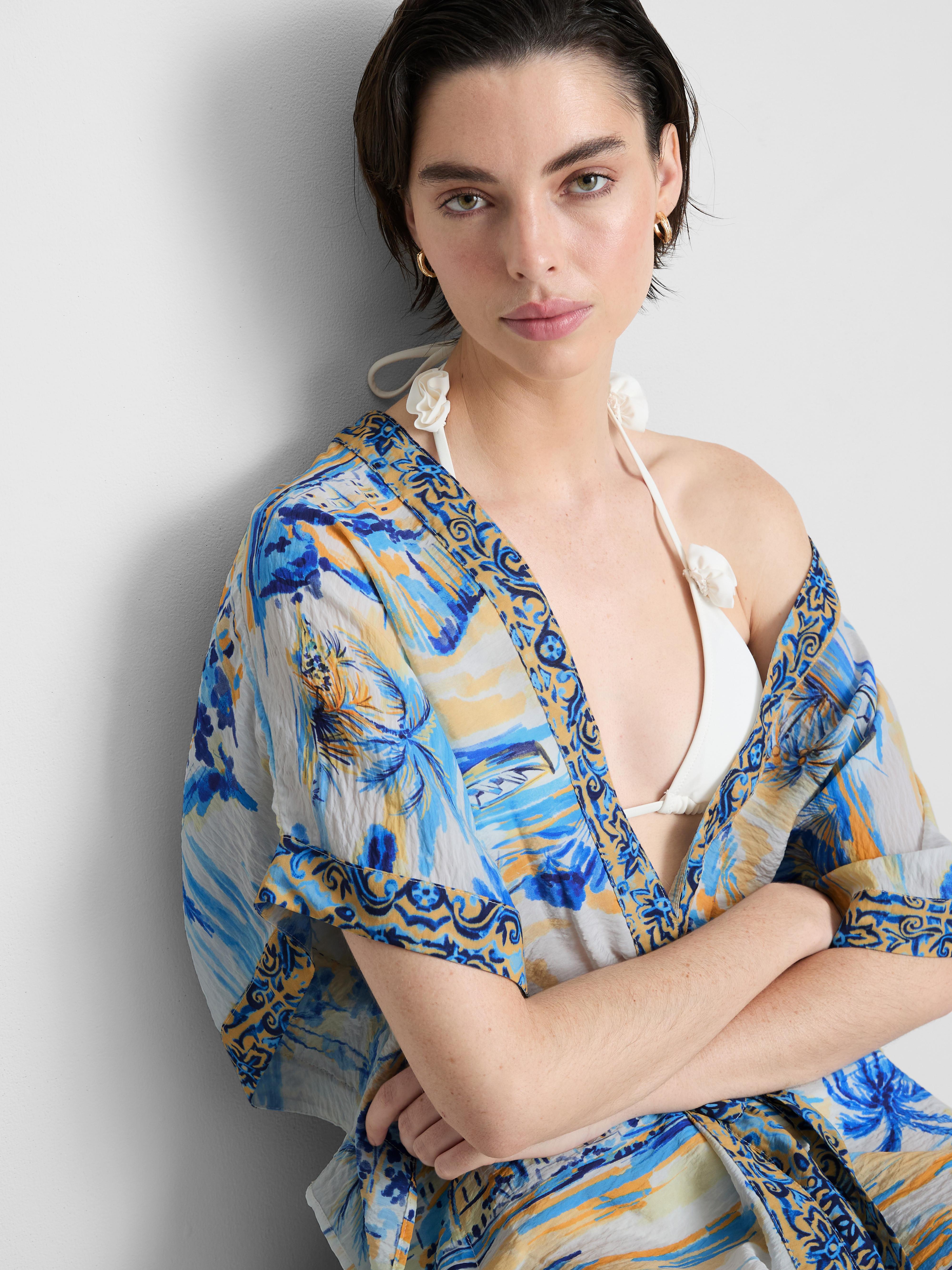 Printed Midi Wrap Beach Cover Up