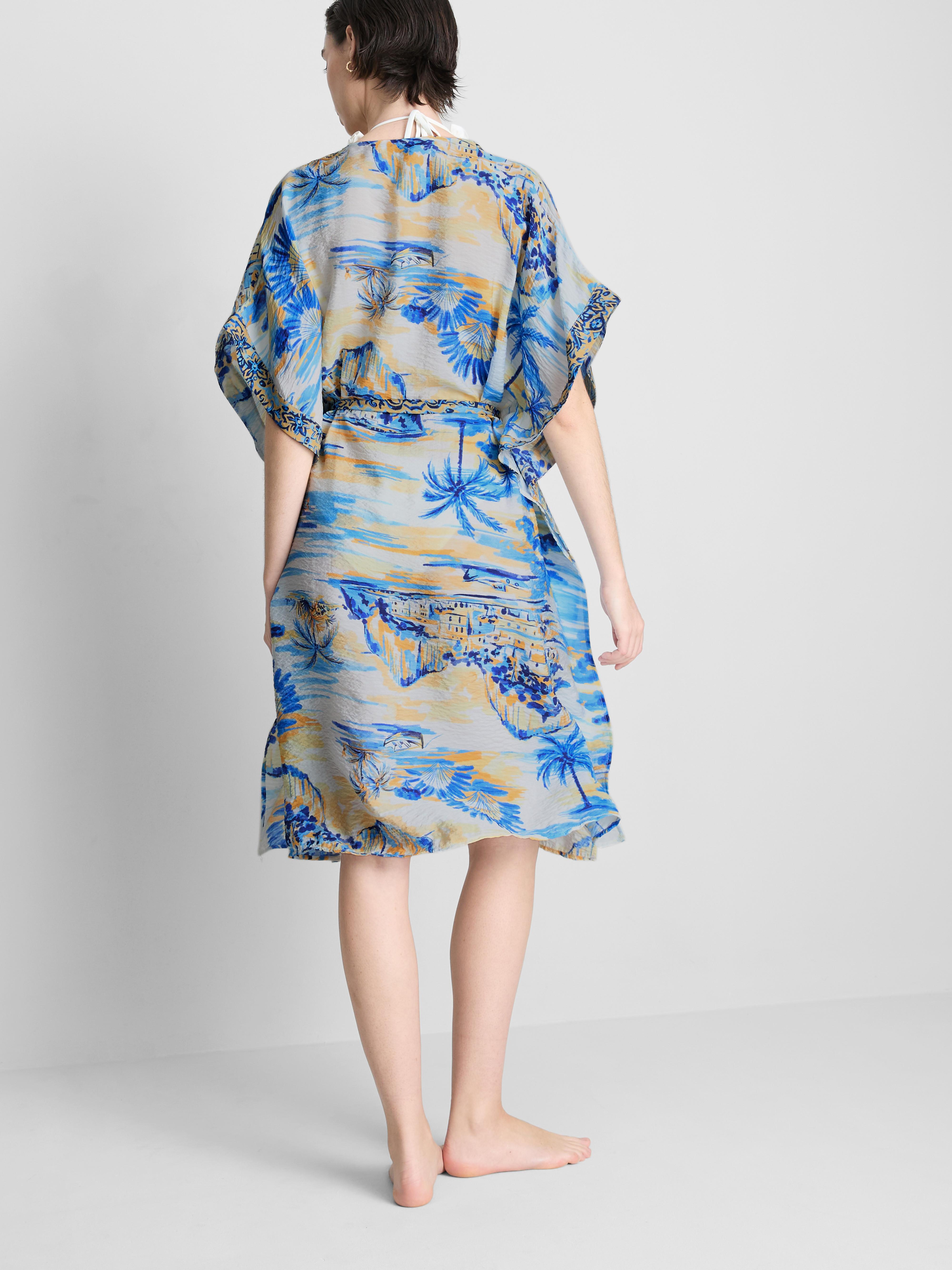 Womens Blue Printed Midi Wrap Beach Cover Up | Primark