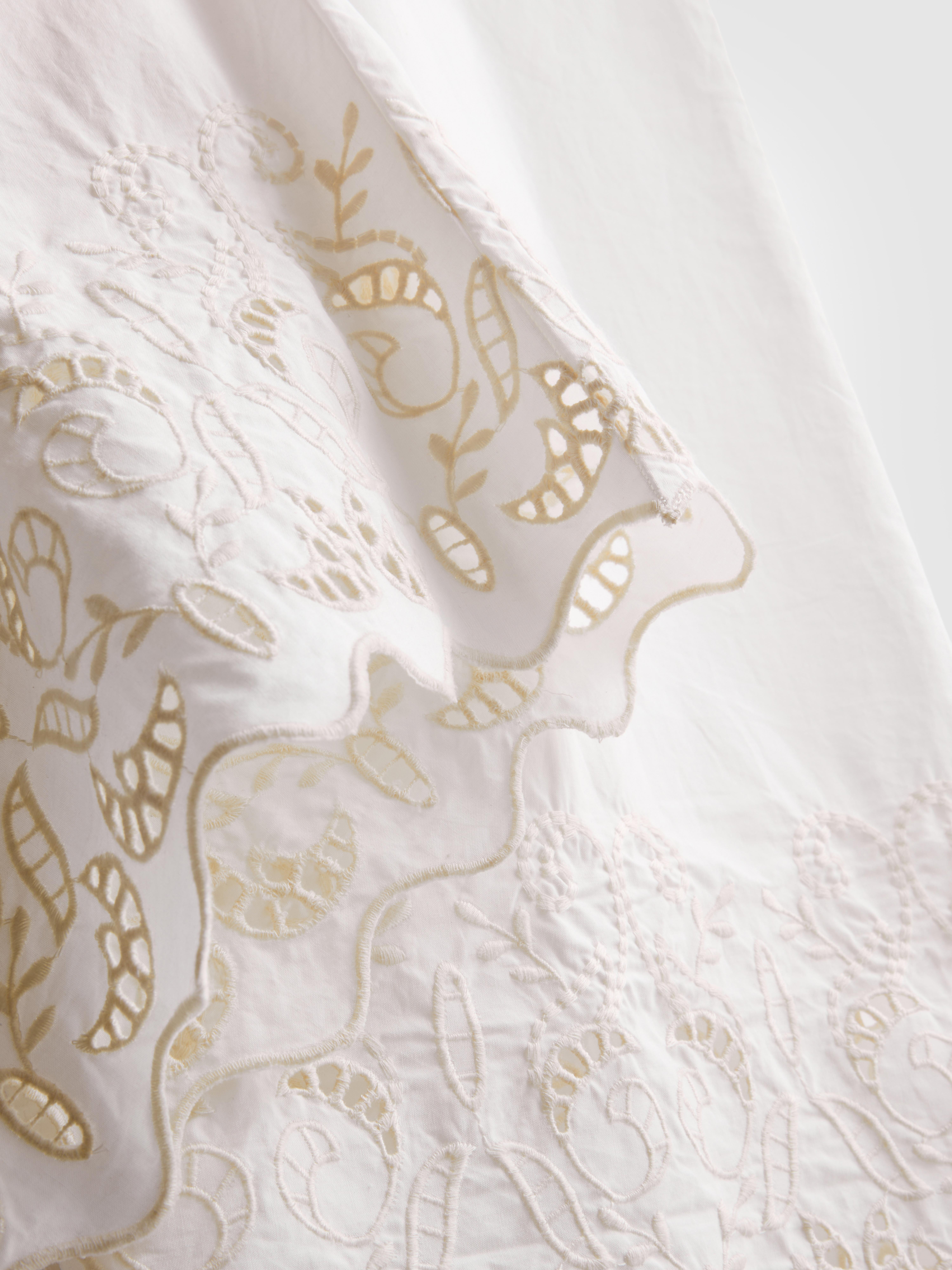 Cotton Wide Leg Embroidered Pants