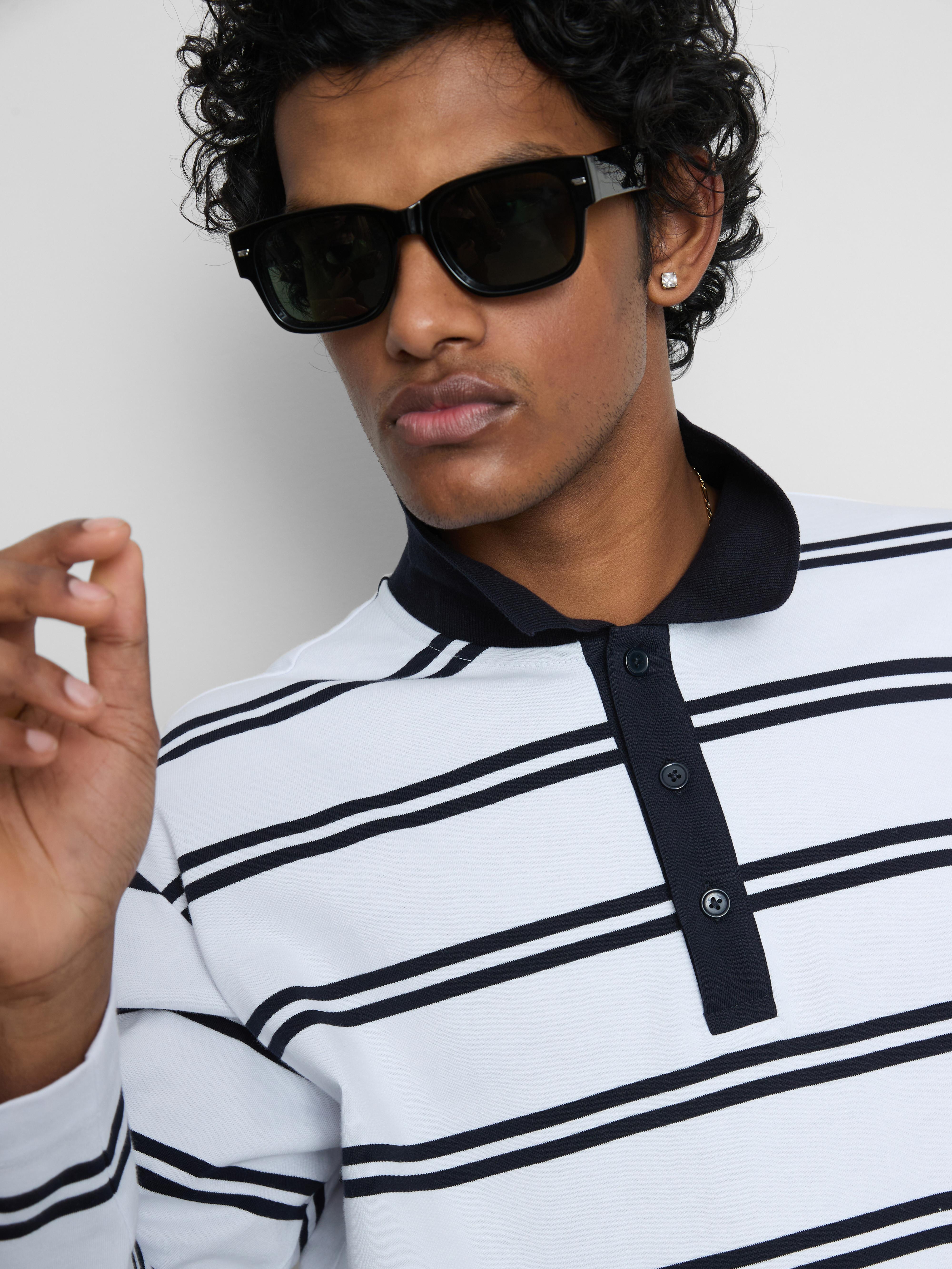 Gestreiftes Langarm-Poloshirt