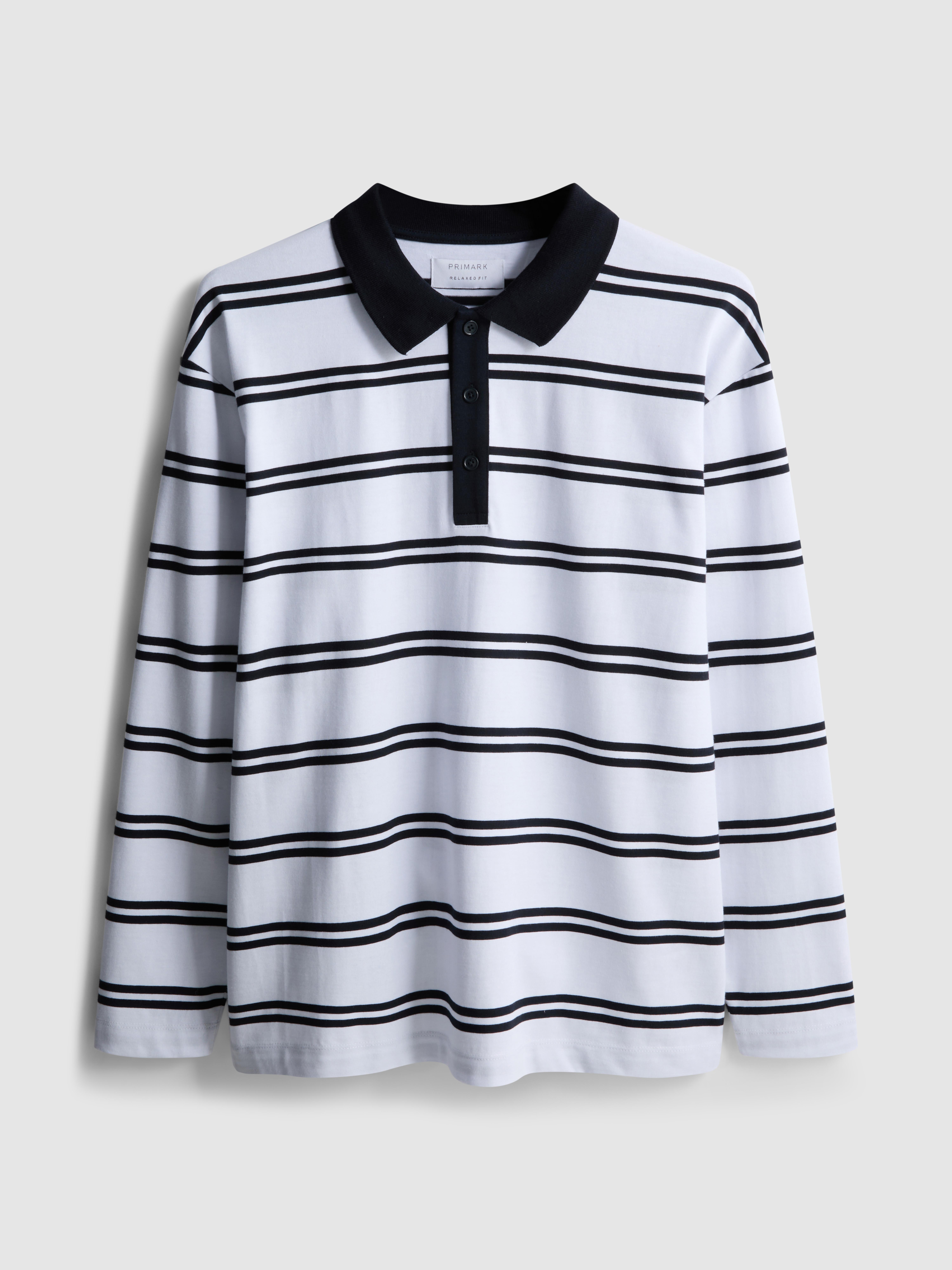 Gestreiftes Langarm-Poloshirt