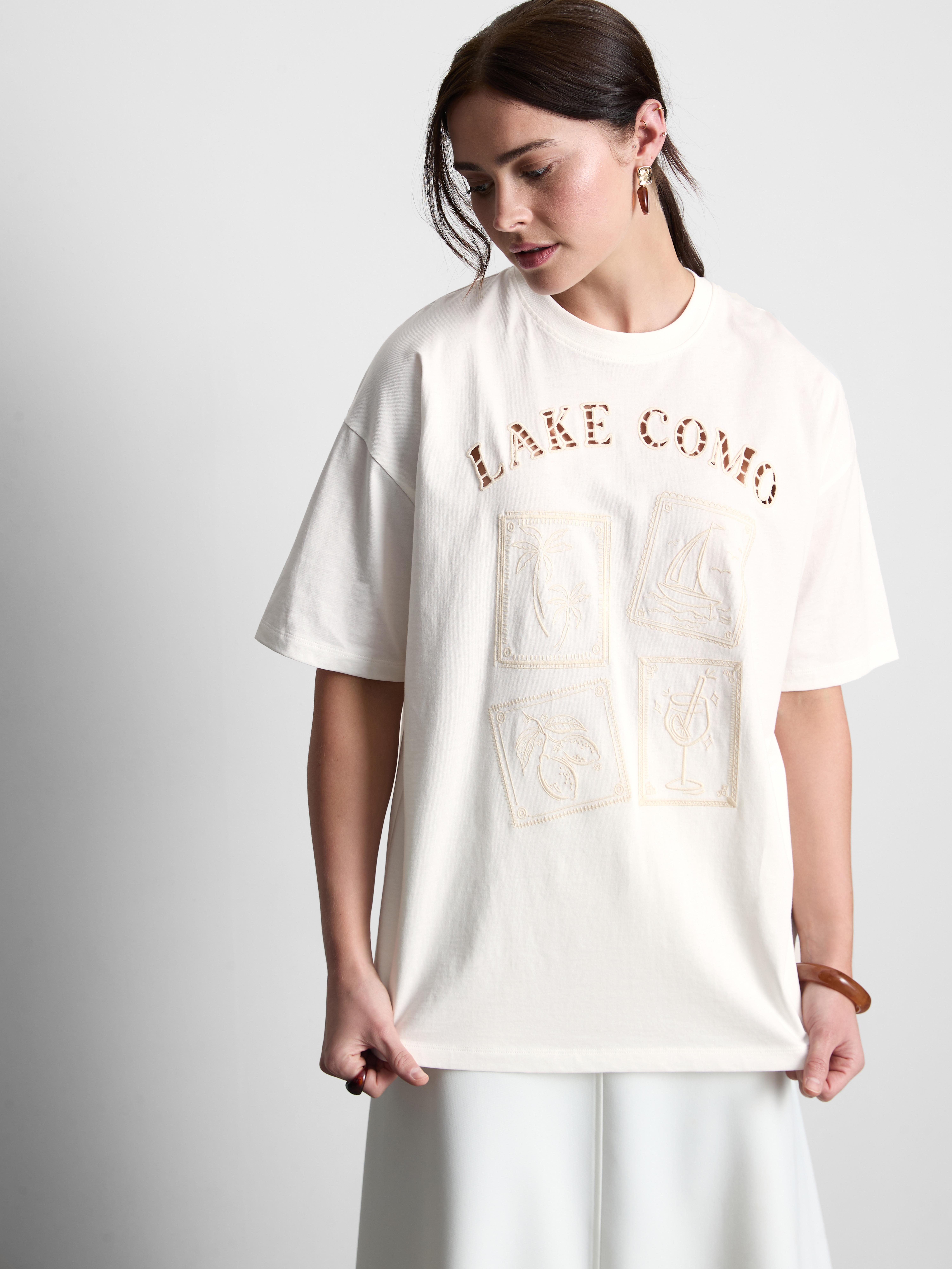 Oversized Embroidered Lake Como Tee