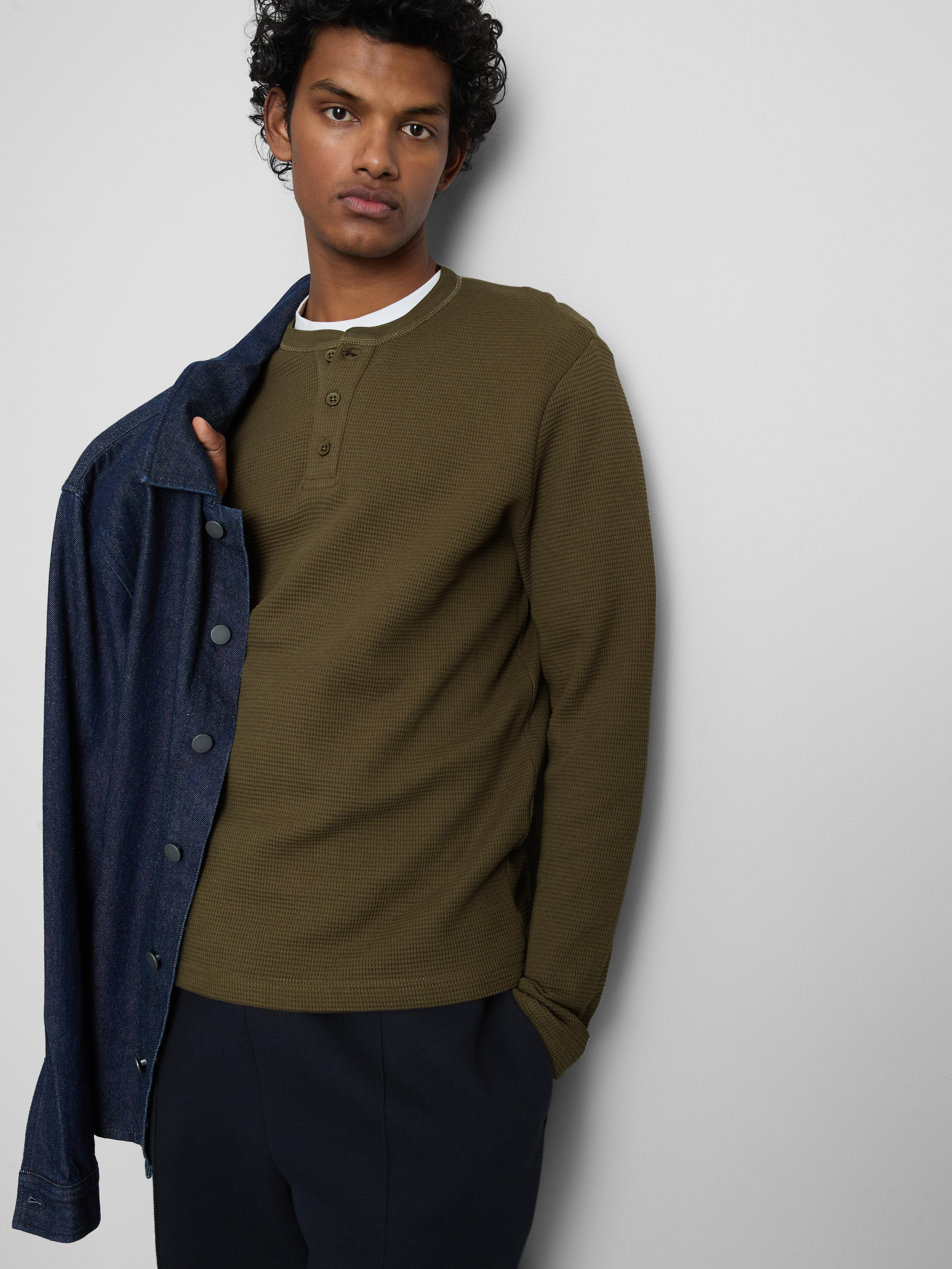 T-shirt gola padre textura waffle