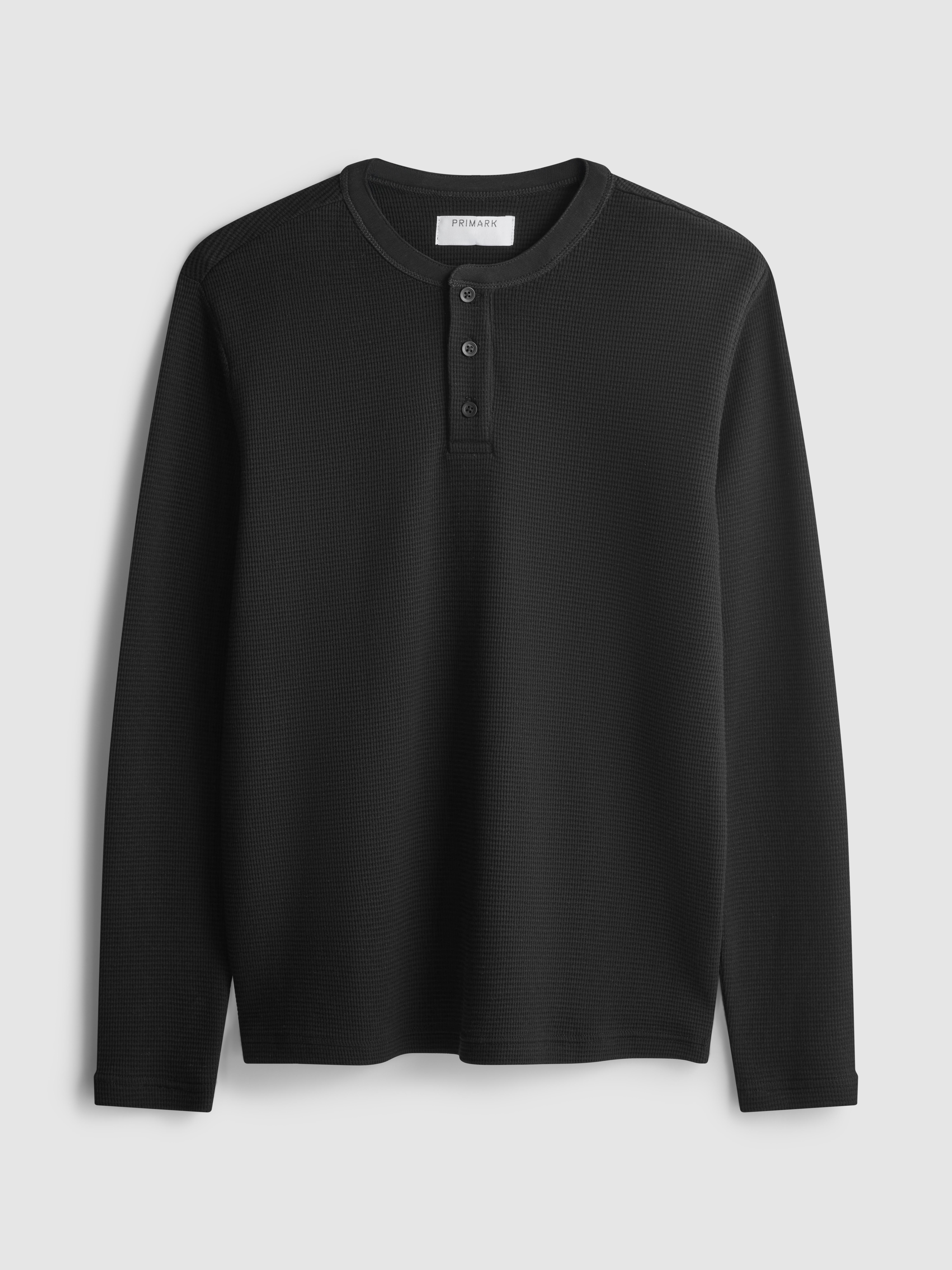 T-shirt z kołnierzykiem henley o waflowej fakturze