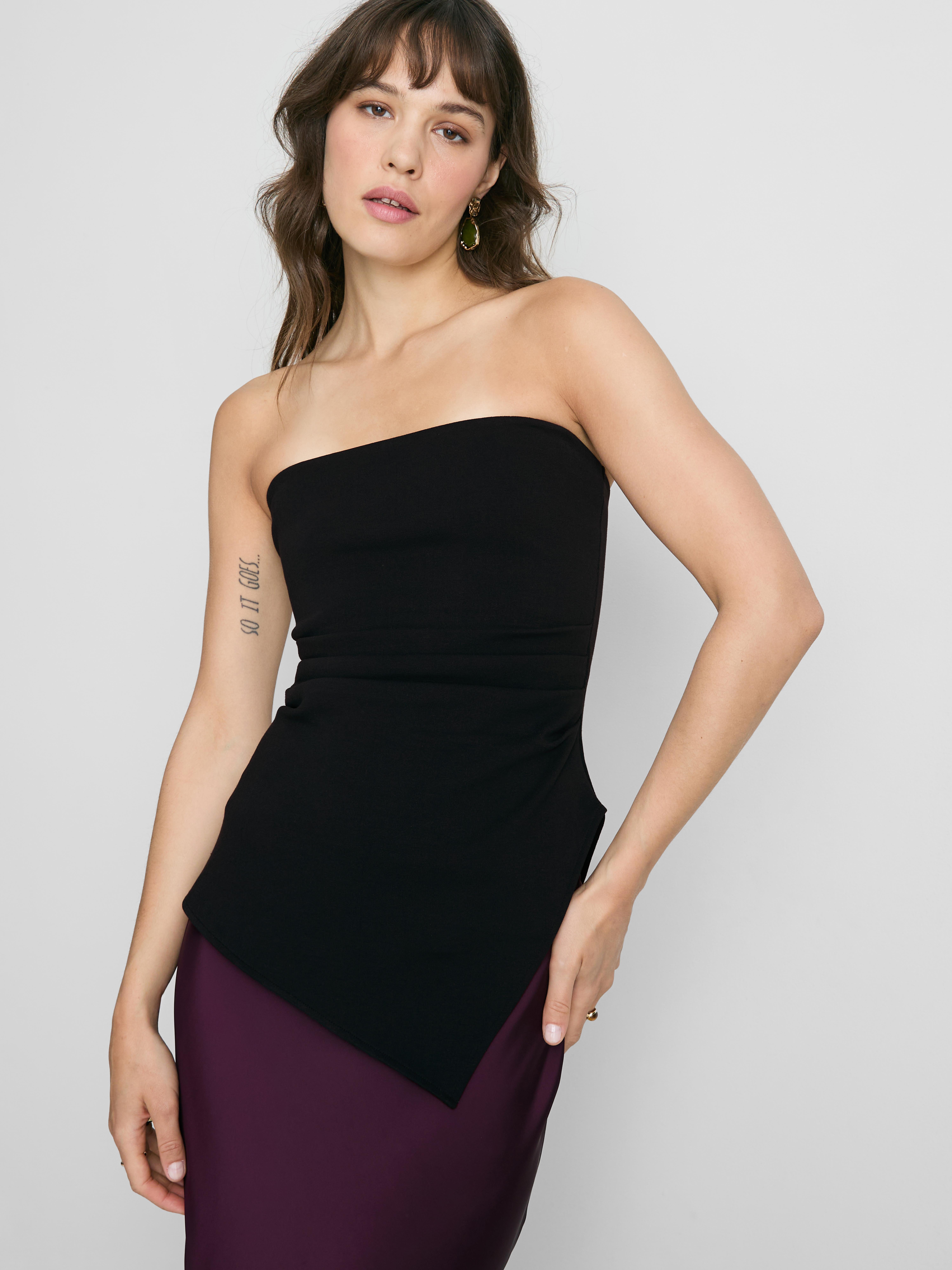 Asymmetrisches Bandeau-Top mit hohem Baumwollanteil