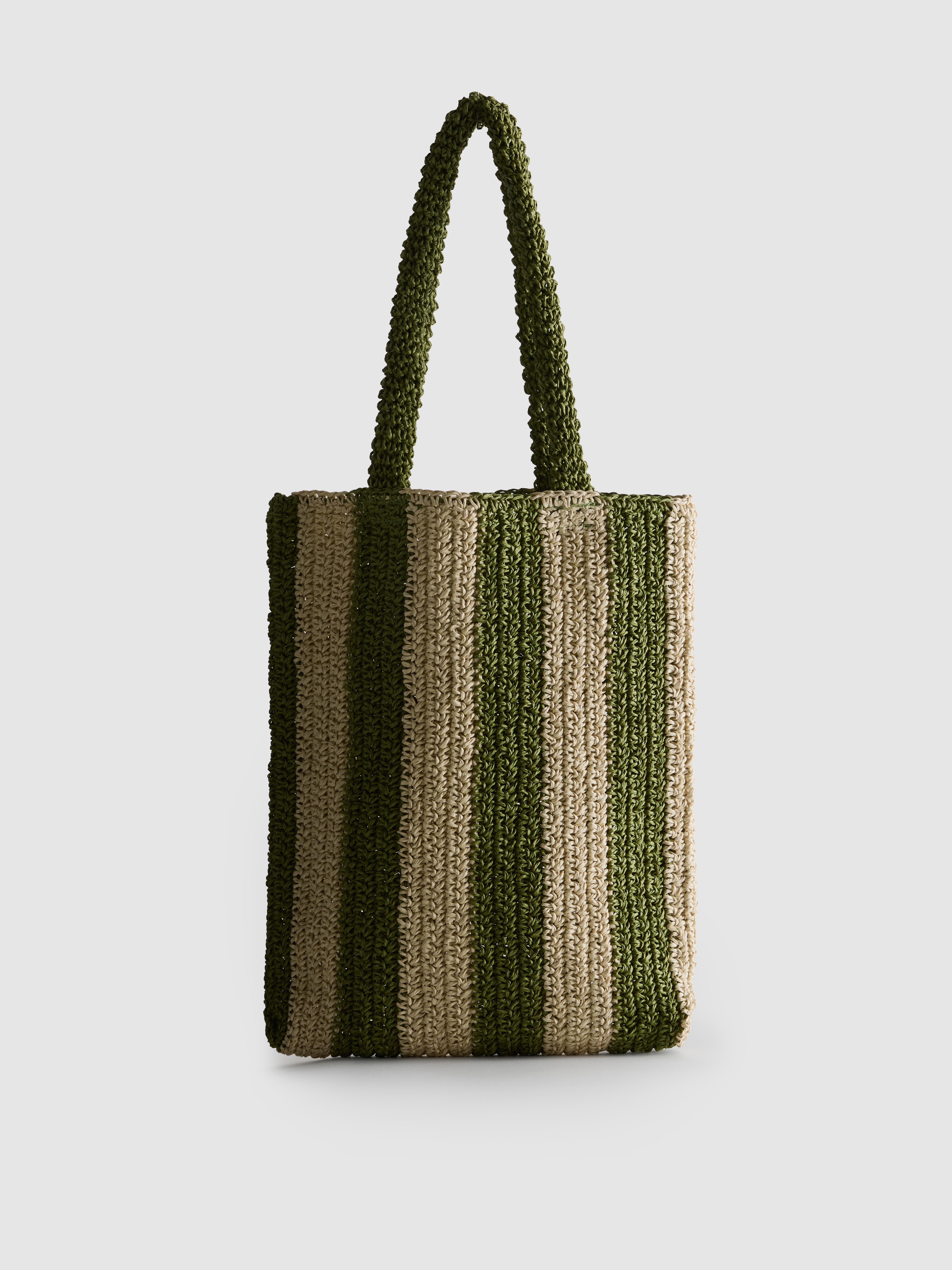 Gestreepte shopper van stro