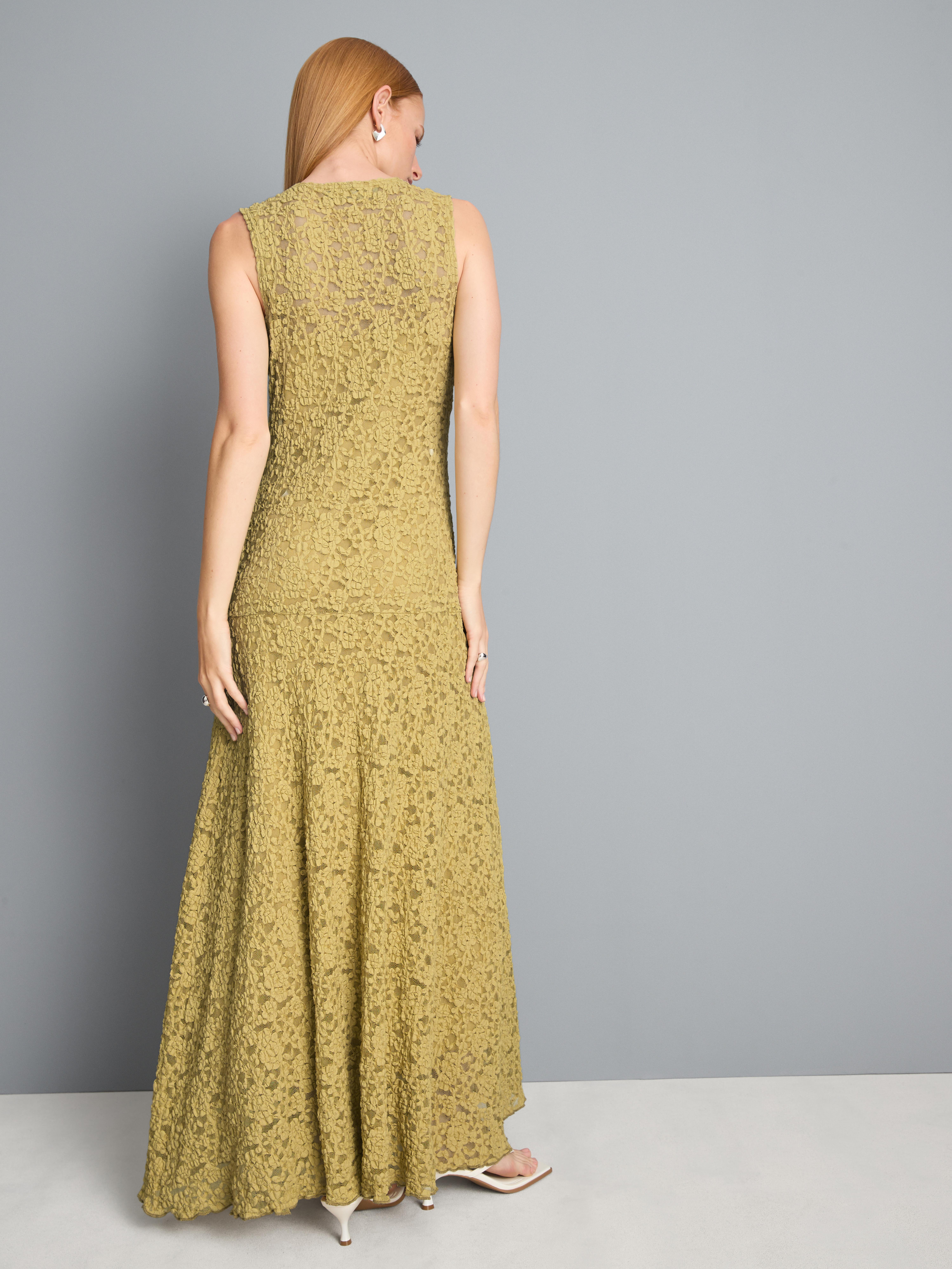 Robe longue en dentelle stretch