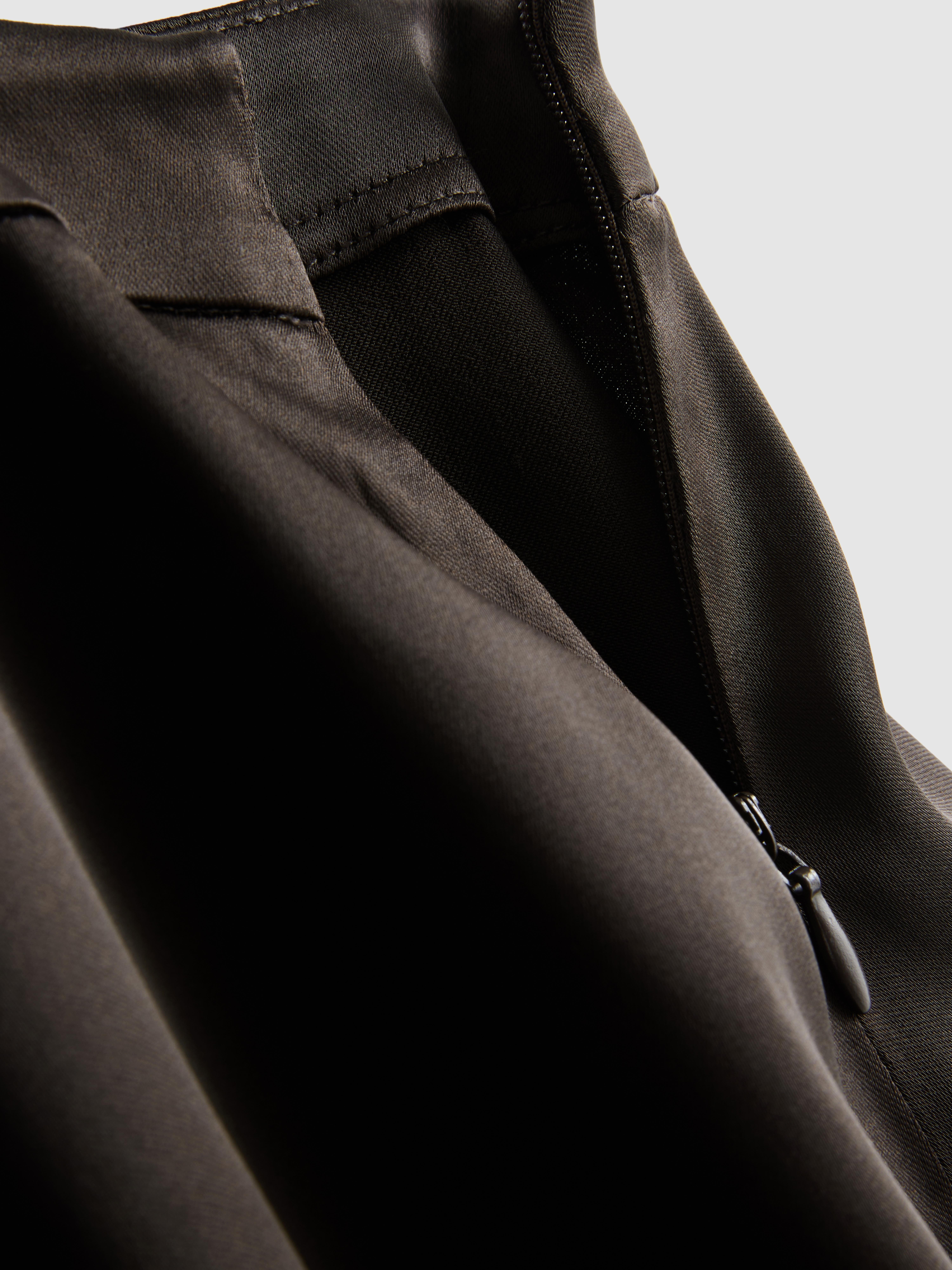 Women's Chocolate Long Satin Bias-Cut Circle Skirt