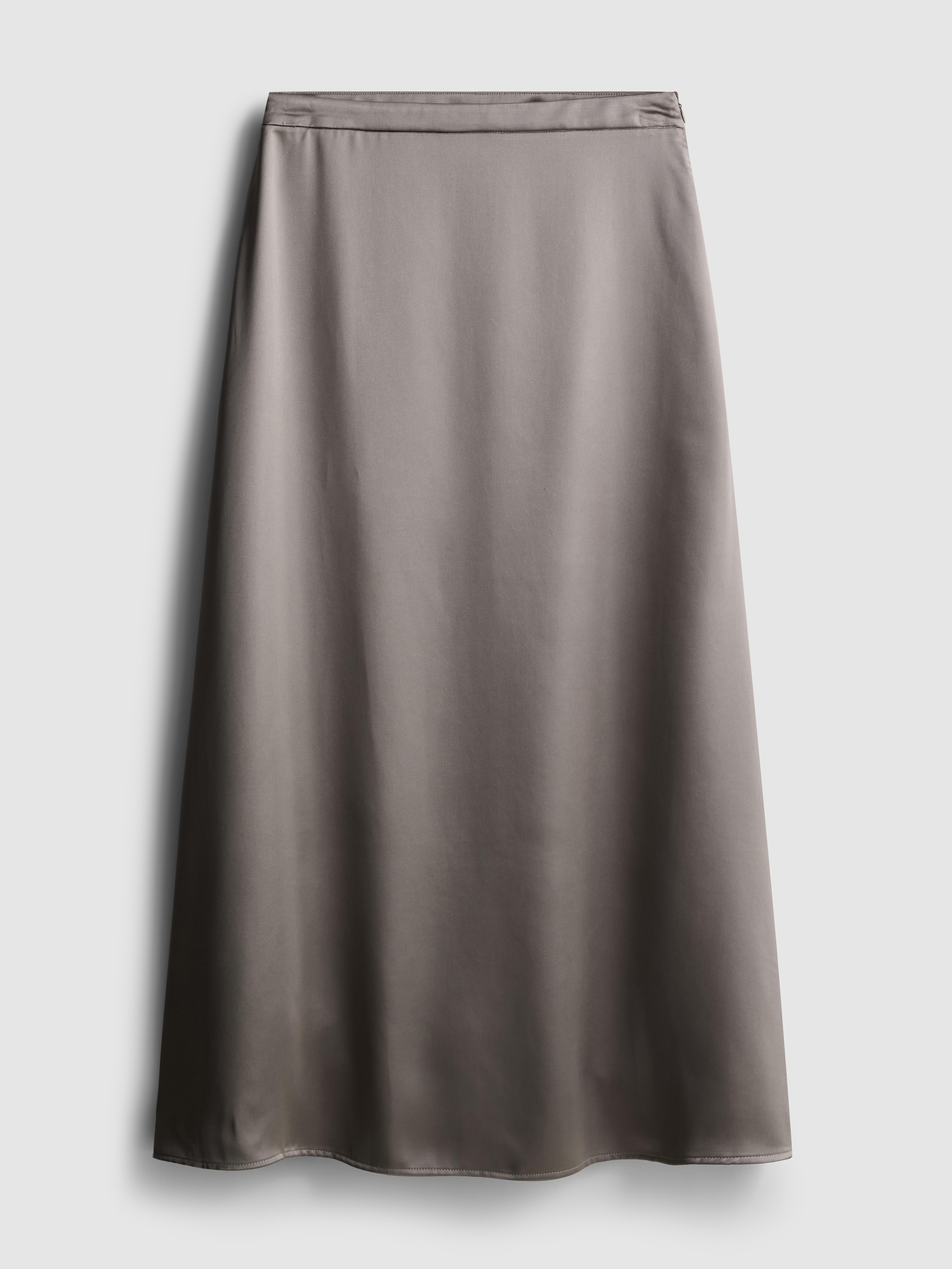 Women's Gray Long Satin Bias-Cut Circle Skirt