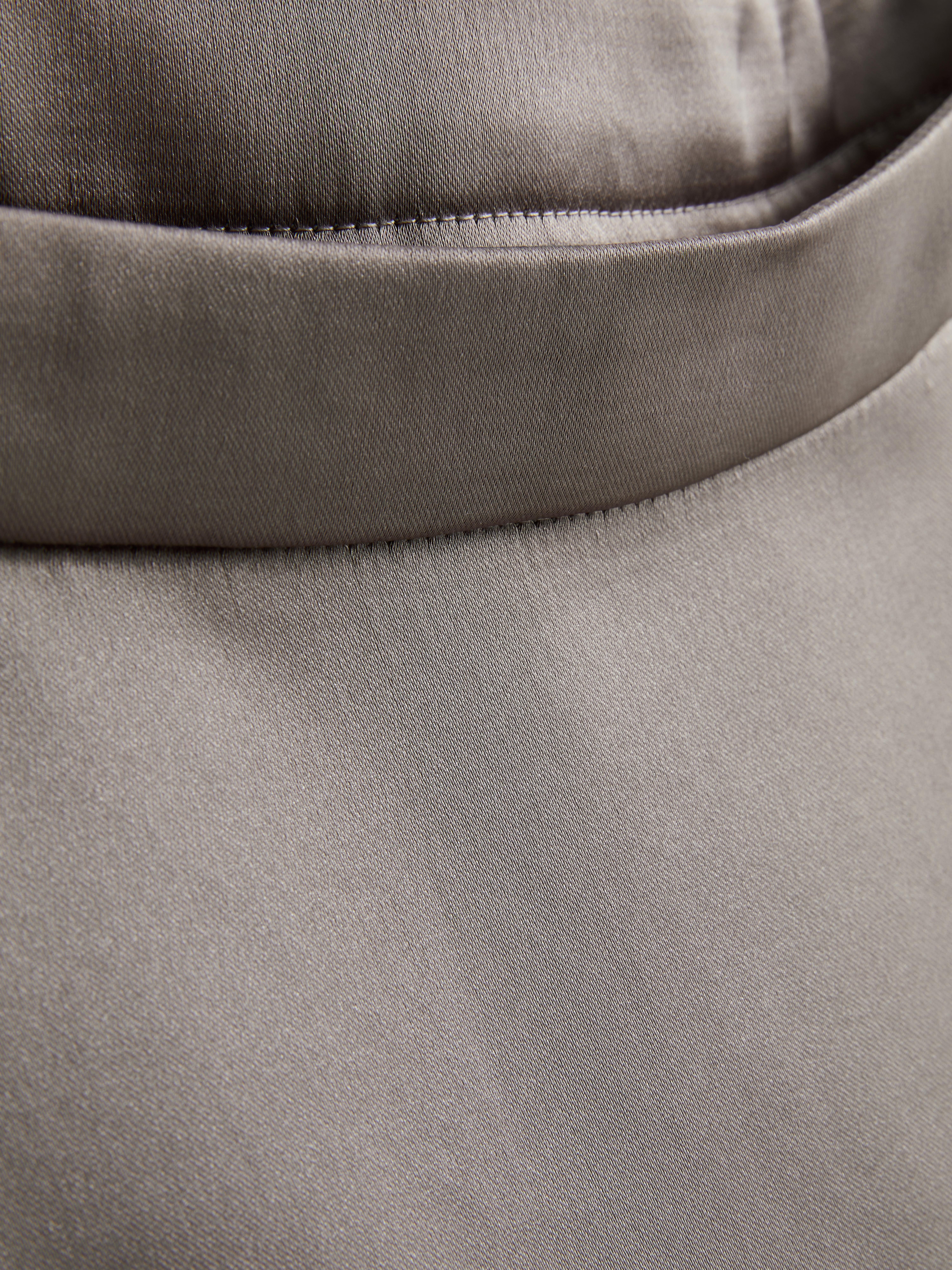 Women's Gray Long Satin Bias-Cut Circle Skirt