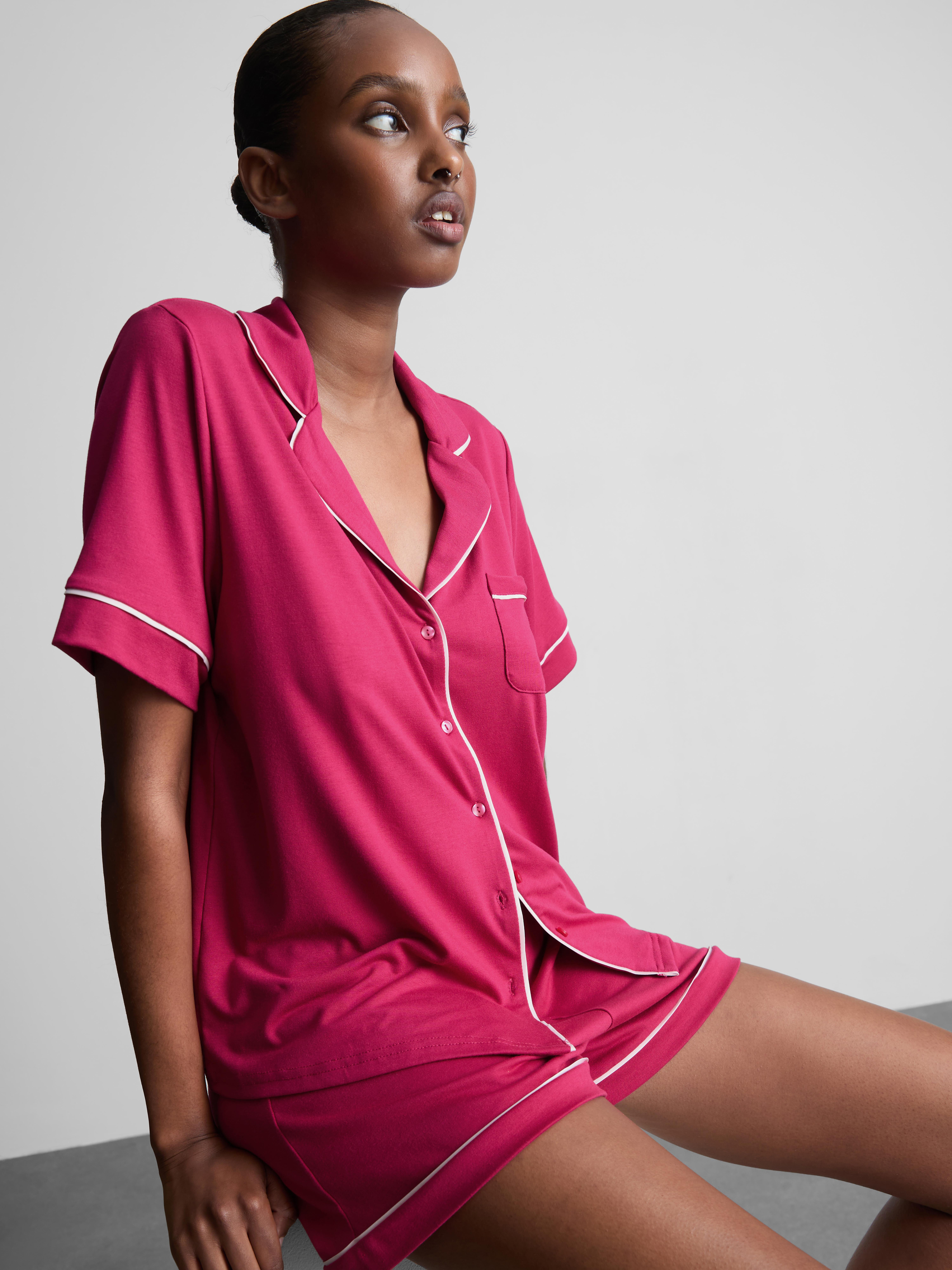 Piped Boyfriend Shorty Pajamas