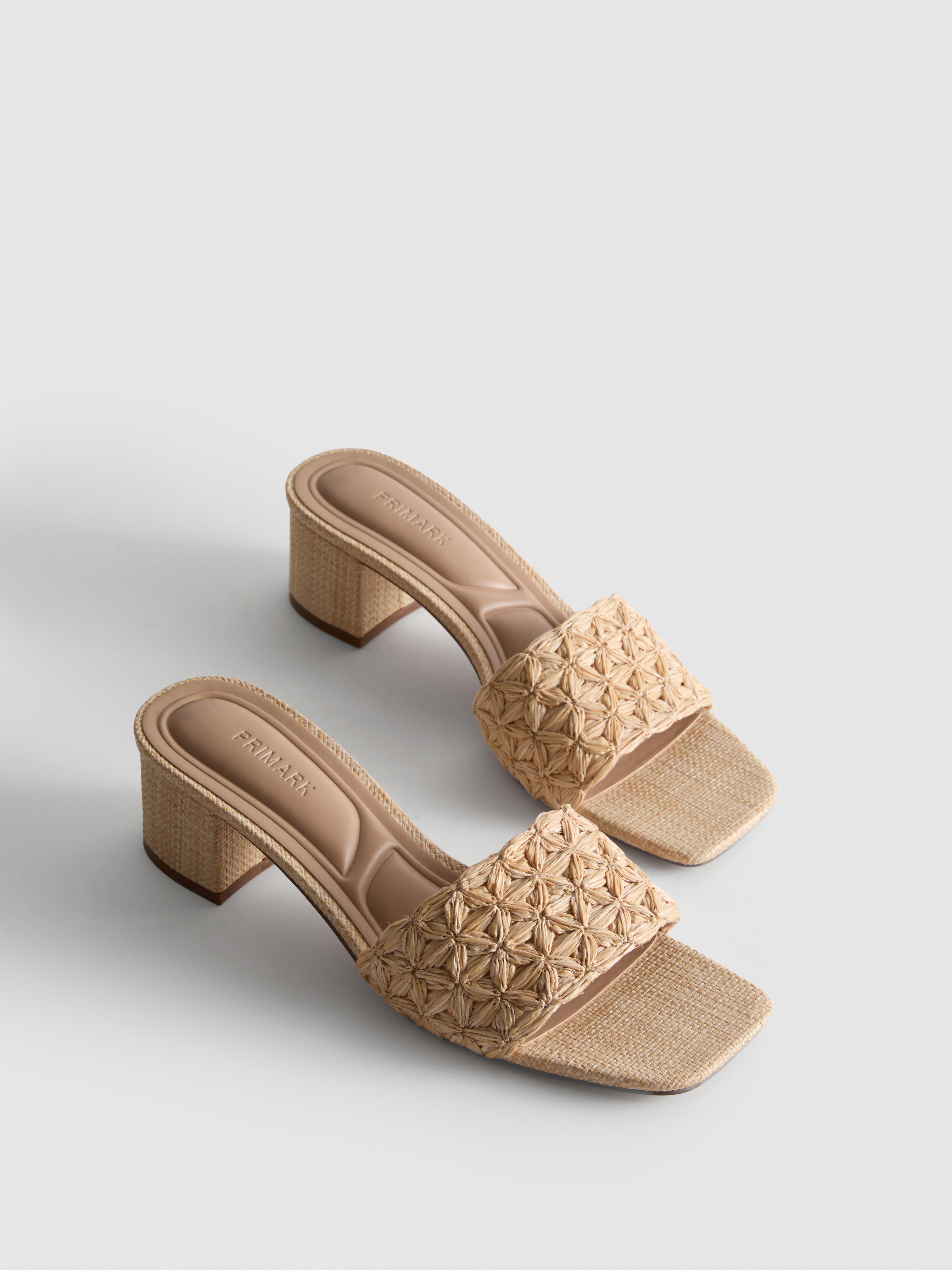 Raffia Block Heel Mules