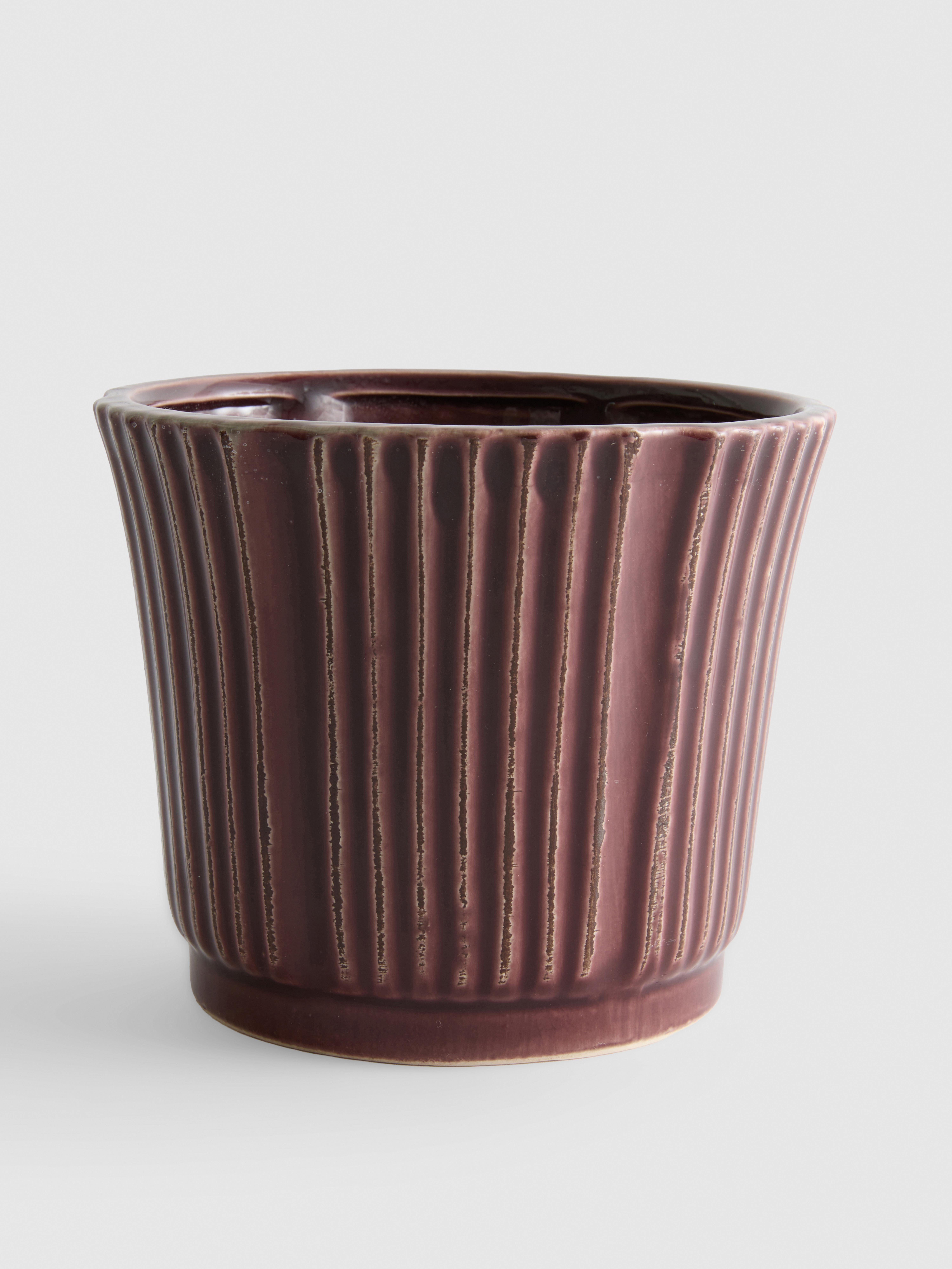 Ribbed Ceramic Plant Pot