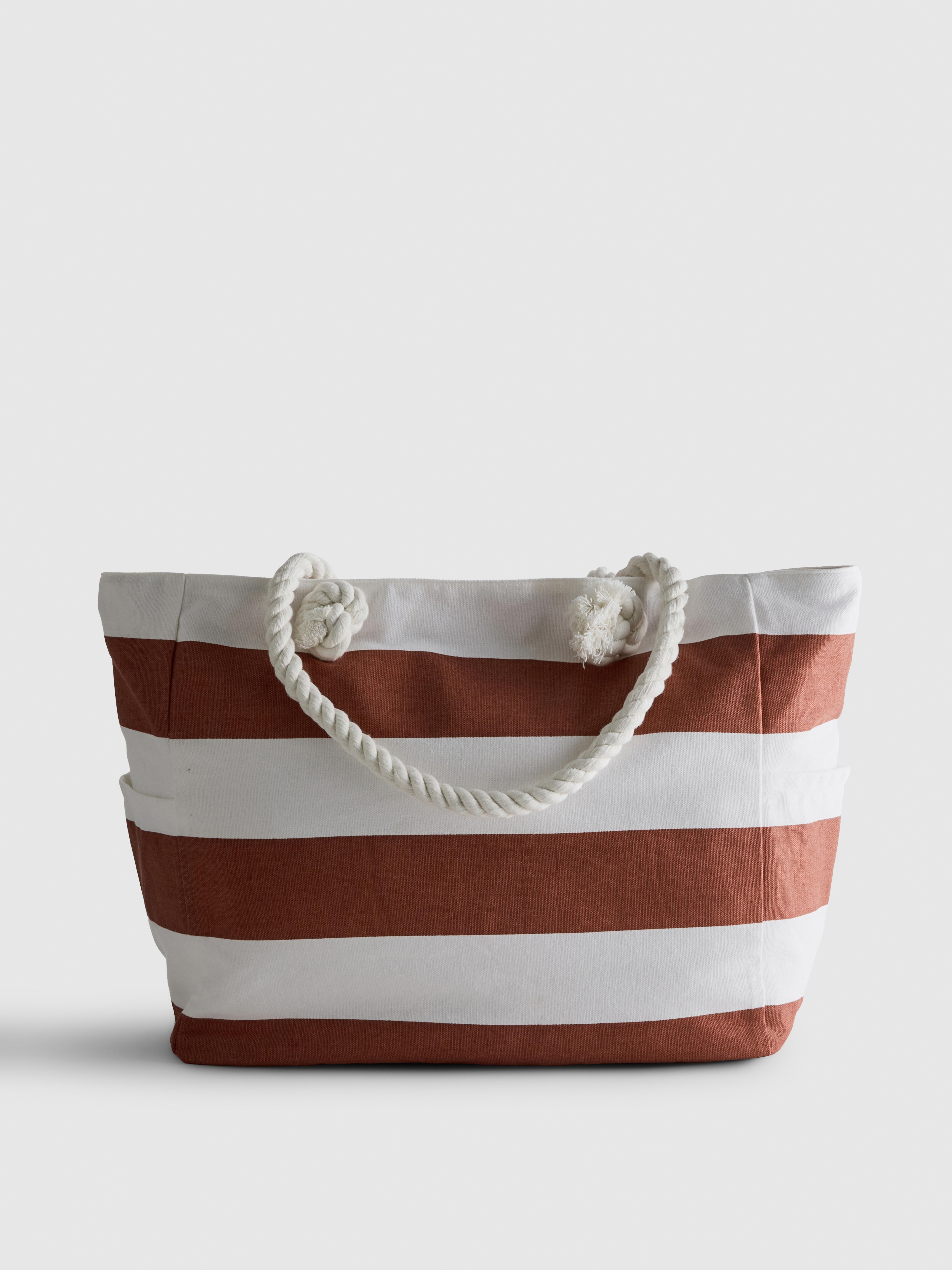 Pure Cotton Striped Beach Bag