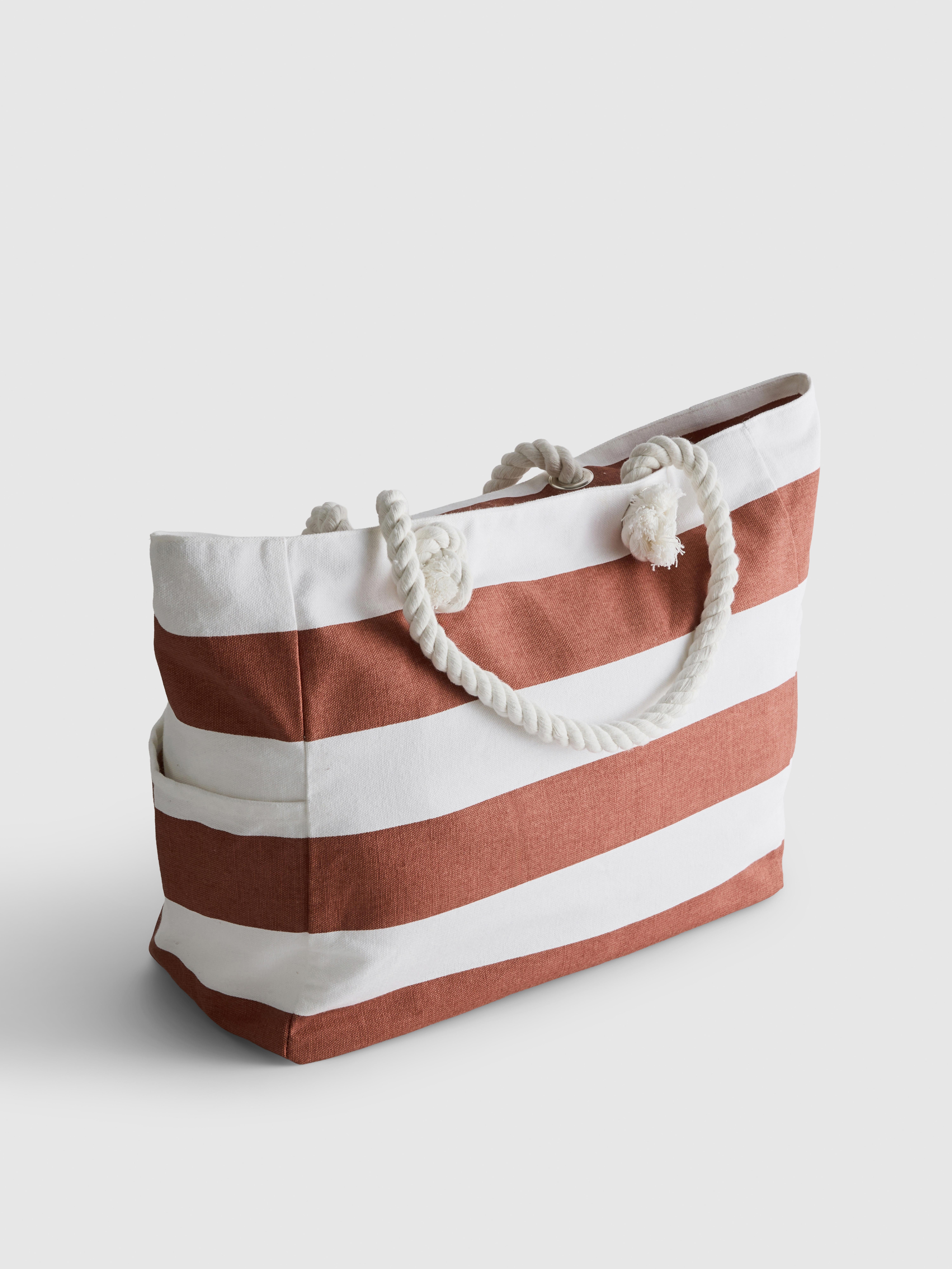Pure Cotton Striped Beach Bag
