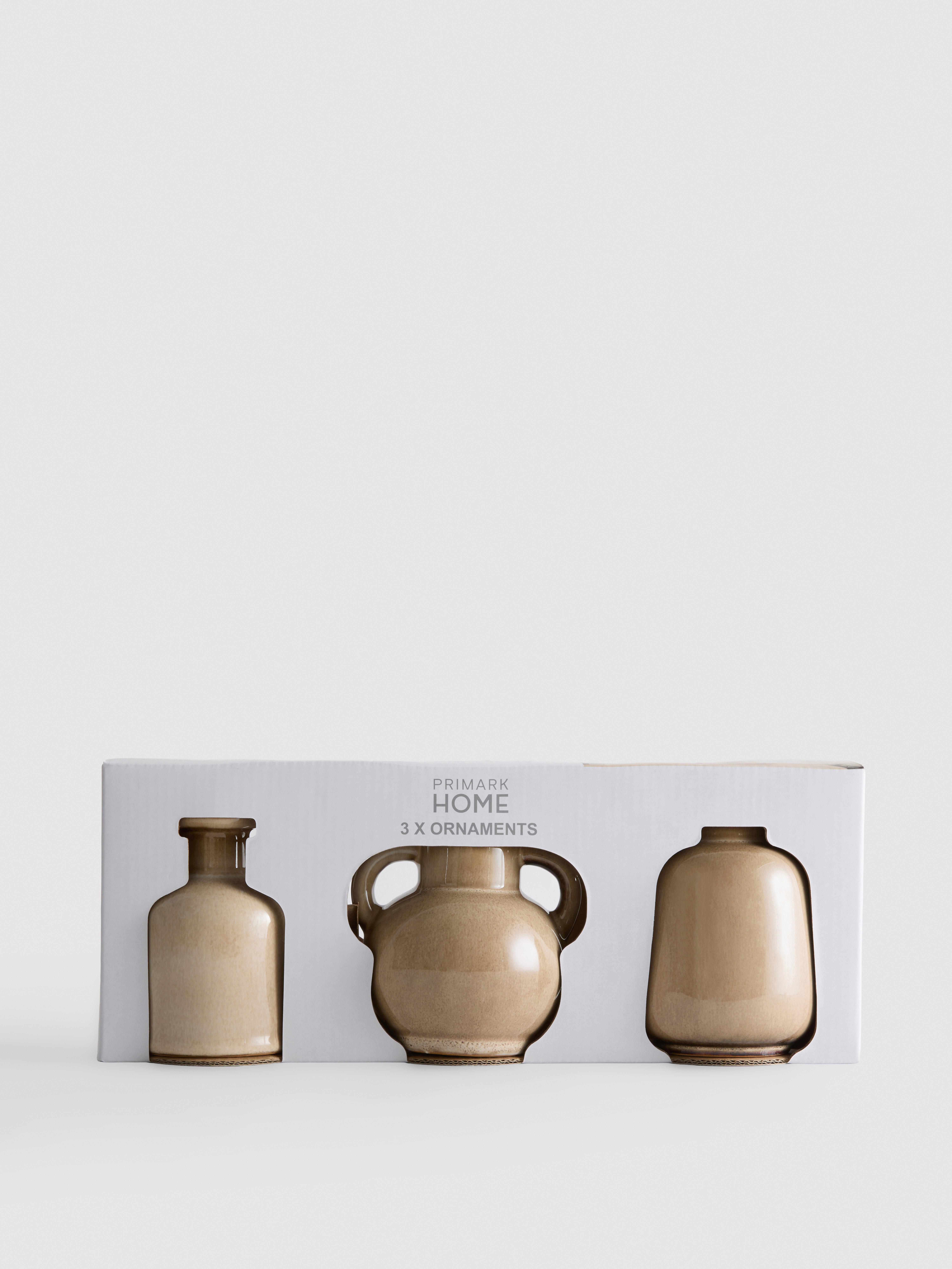 3pk Ceramic Vase Ornaments