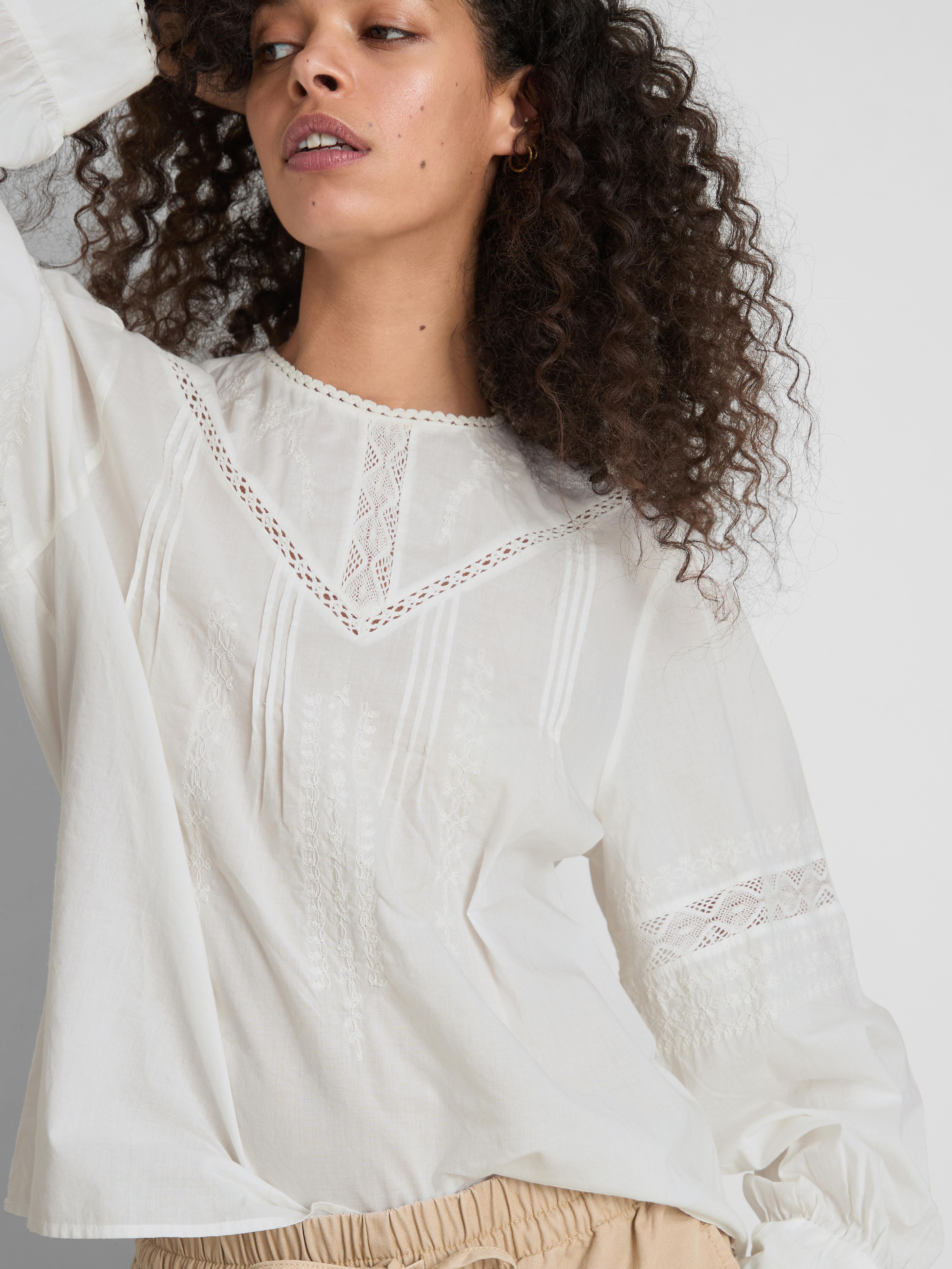 Women's White Paula Echevarría Cotton Lace Insert Blouse | Primark