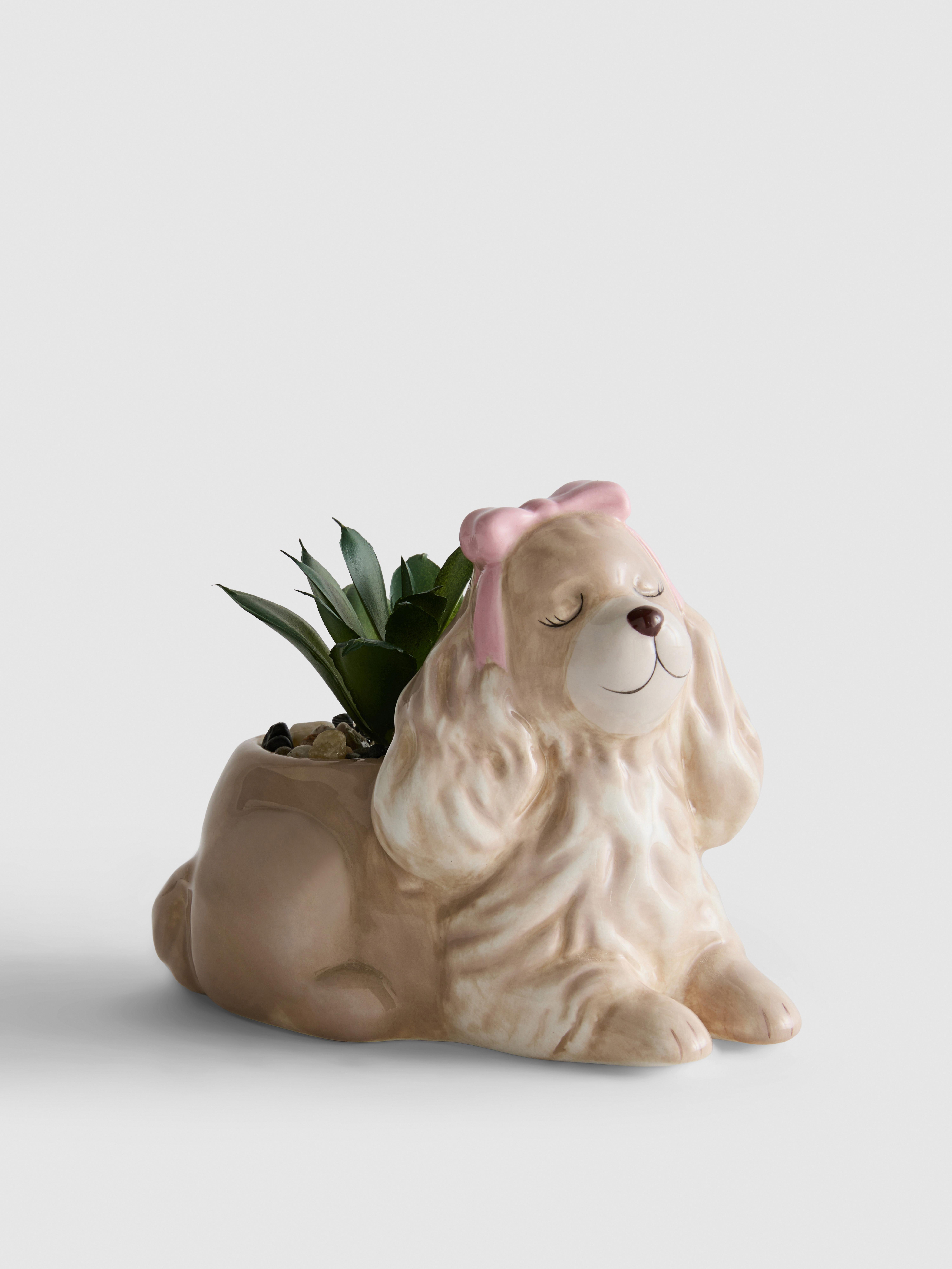 Dog Ceramic Faux Plant