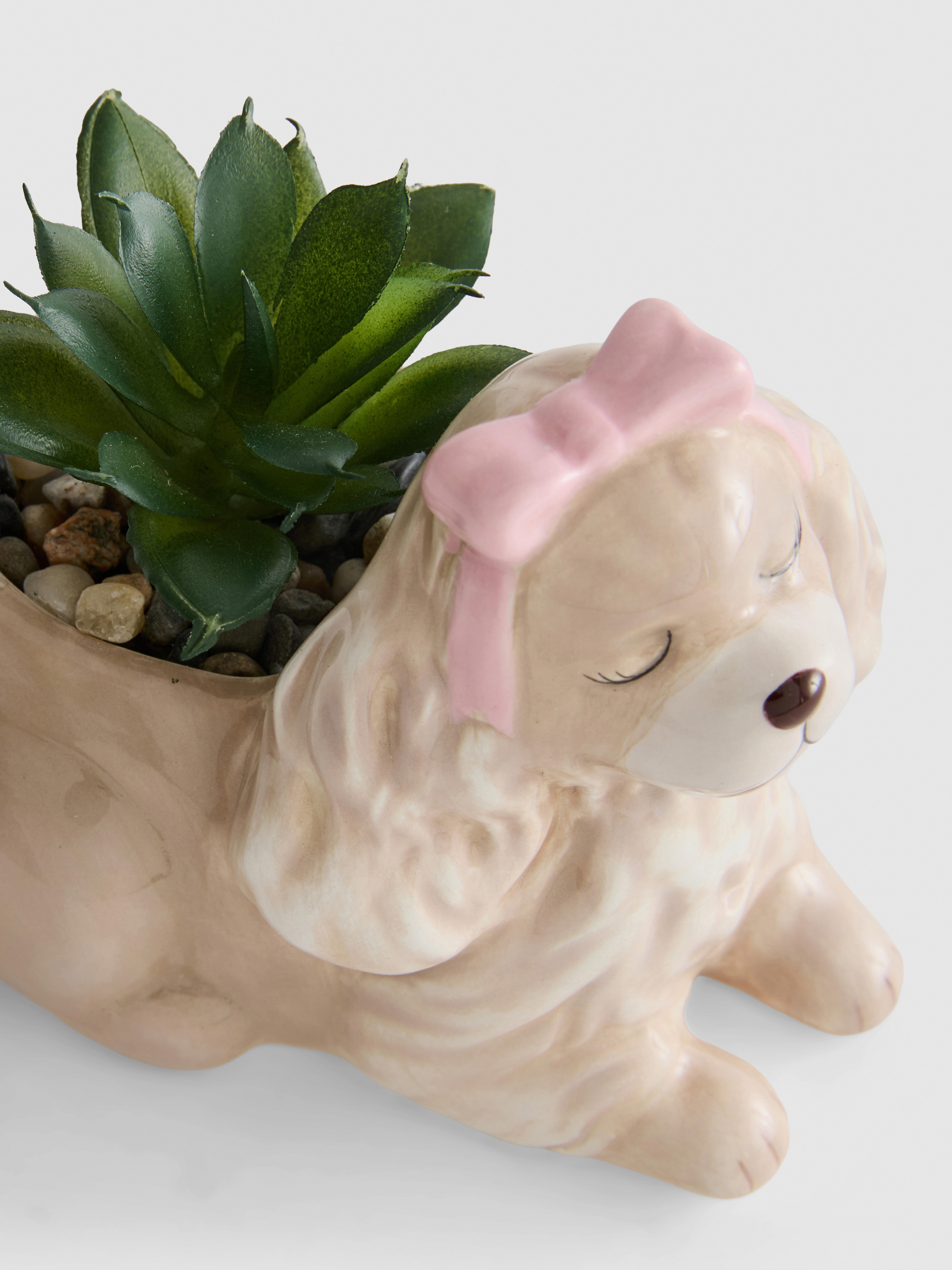 Dog Ceramic Faux Plant