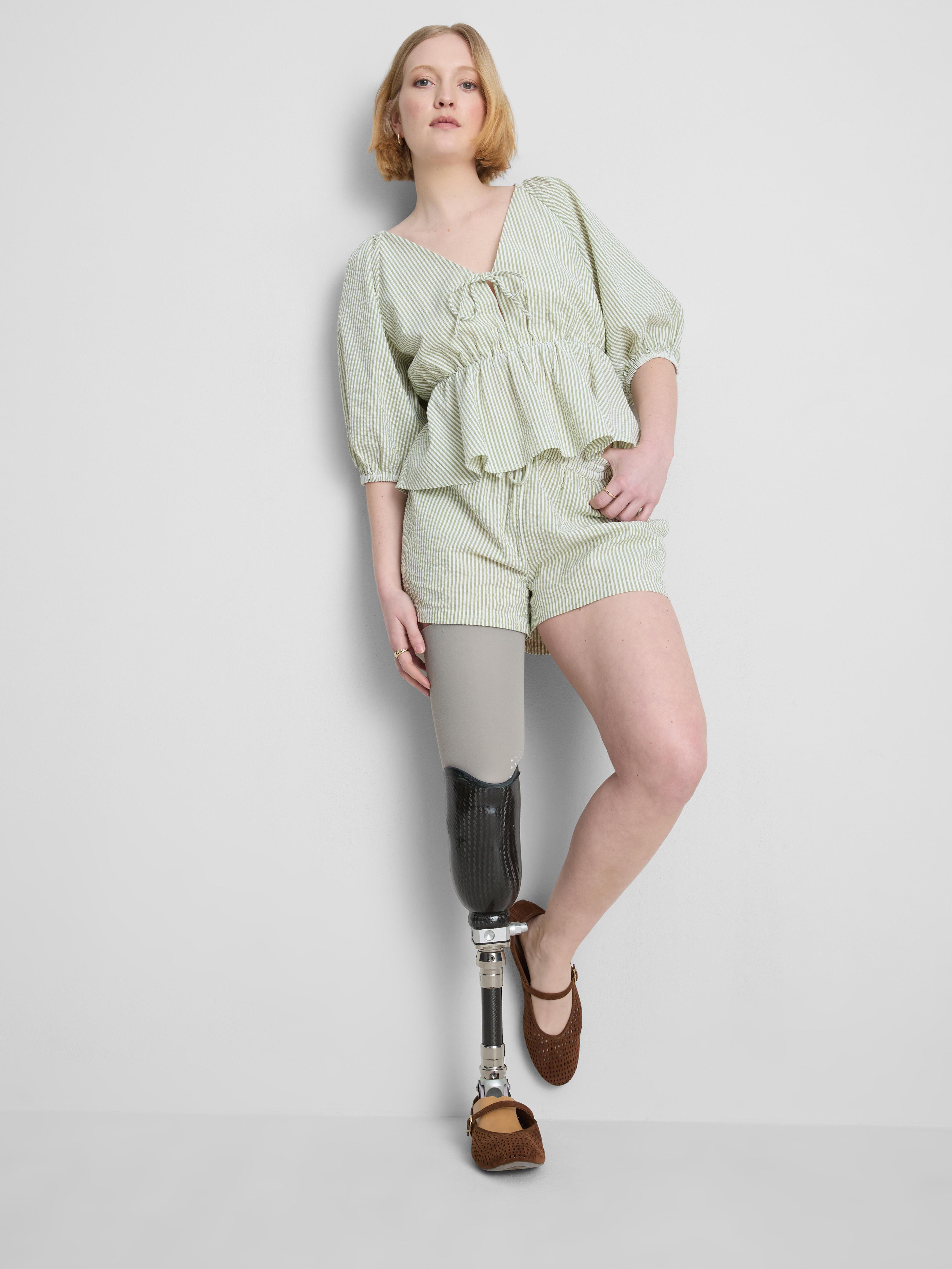 Gestreifte Seersucker-Shorts aus Baumwolle