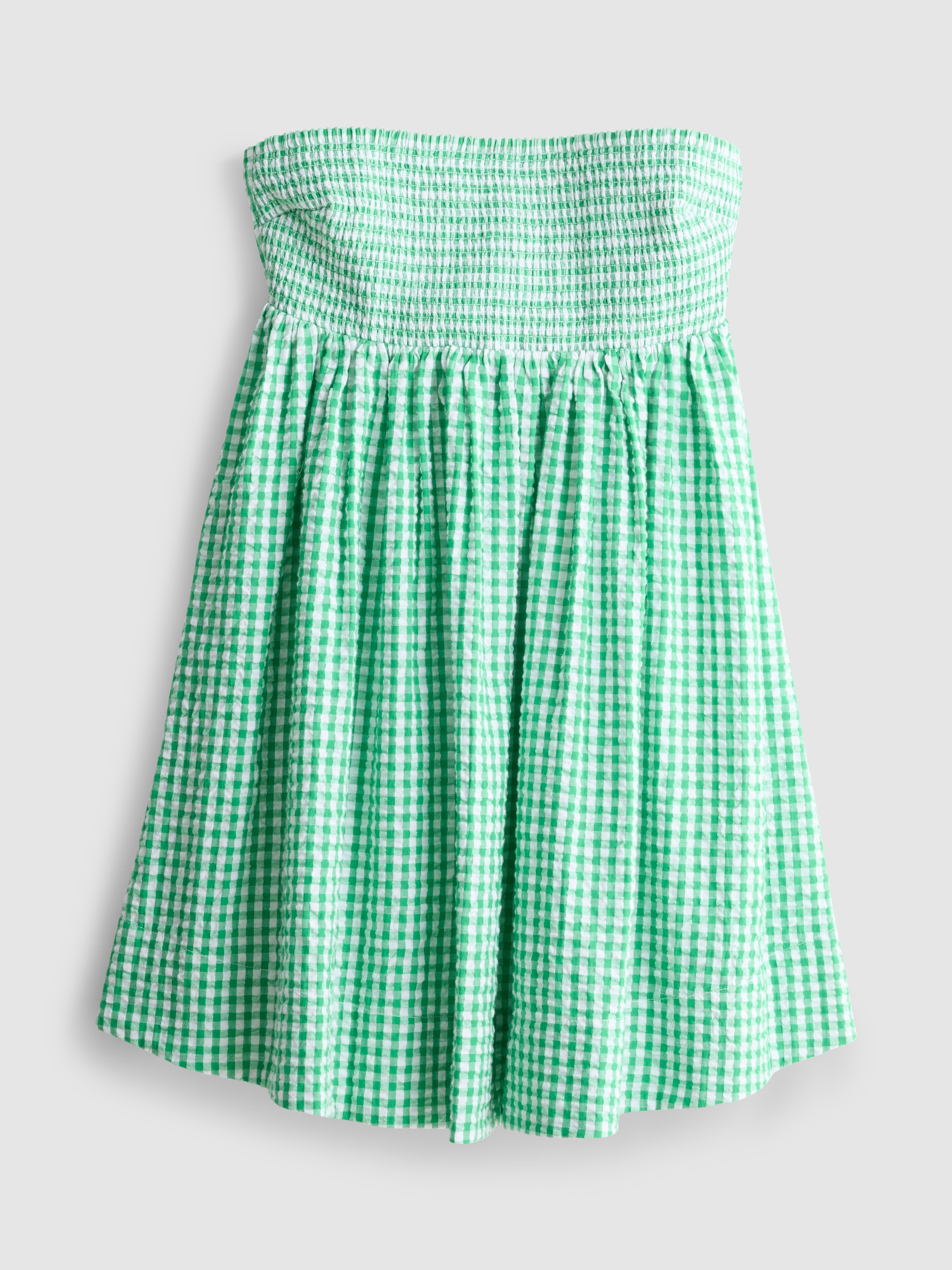 Cotton Gingham Bandeau Mini Dress