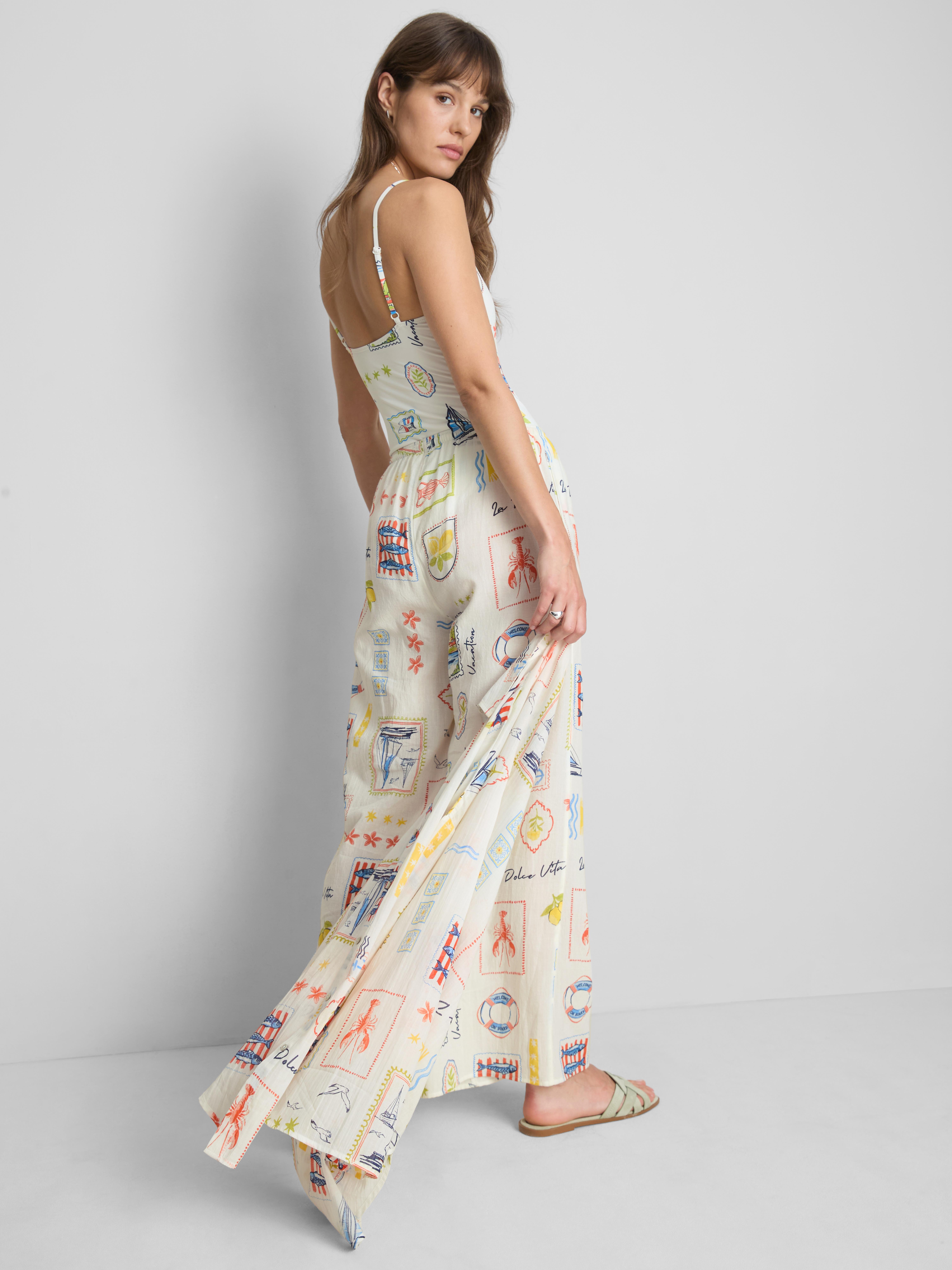 Printed Wide-Leg Beach Pants