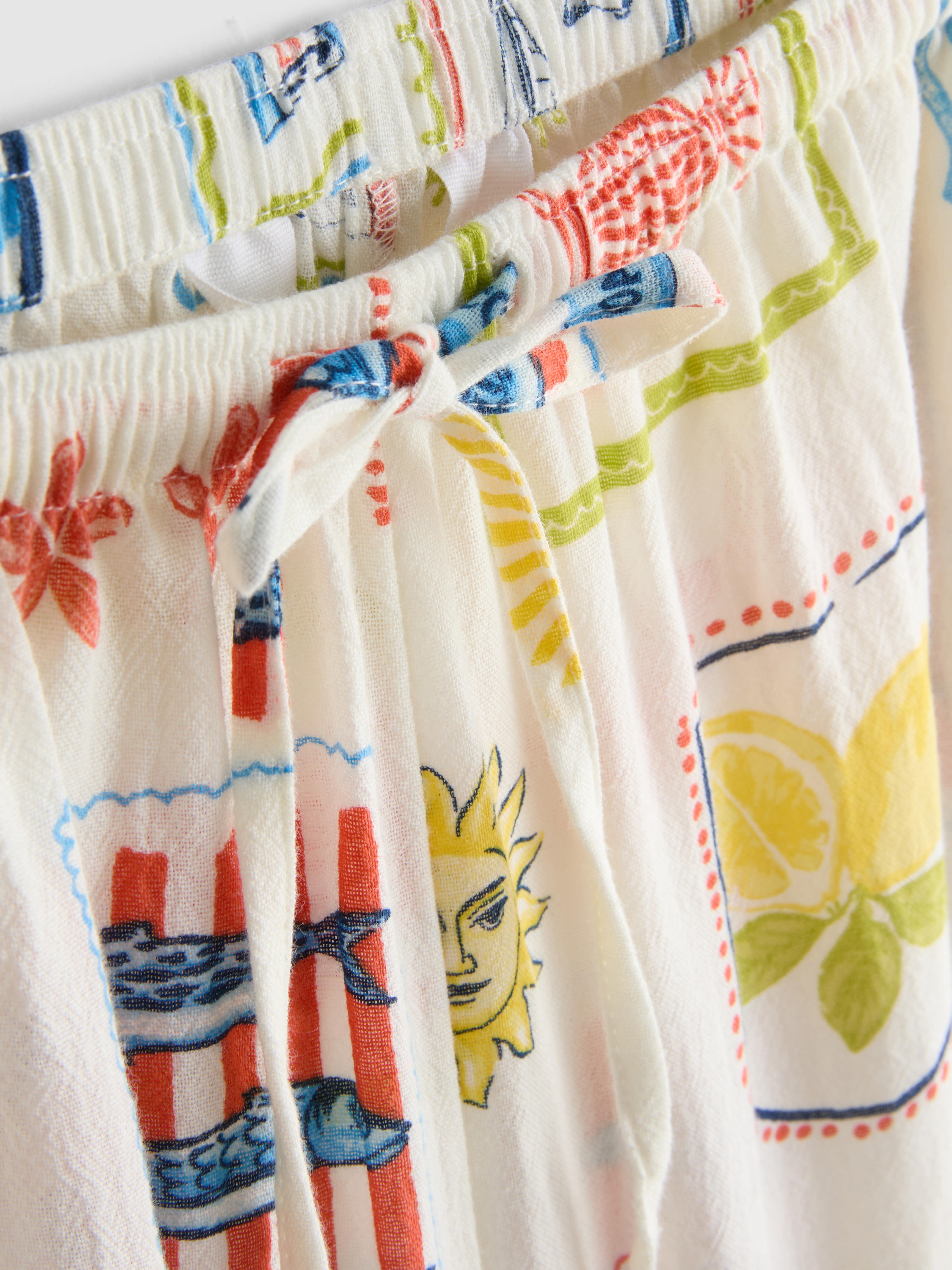 Printed Wide-Leg Beach Pants