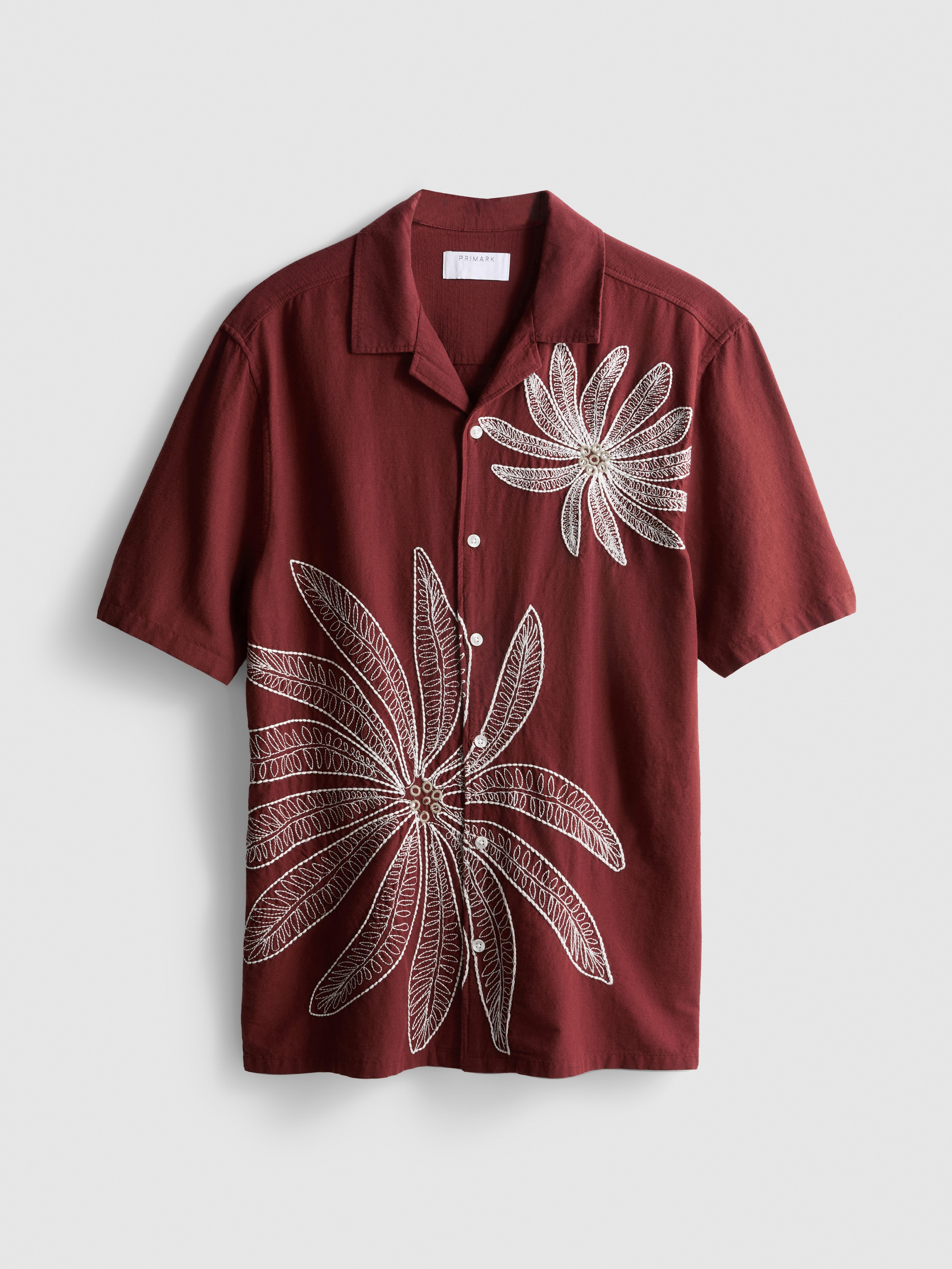 Embroidered Revere Collar Shirt