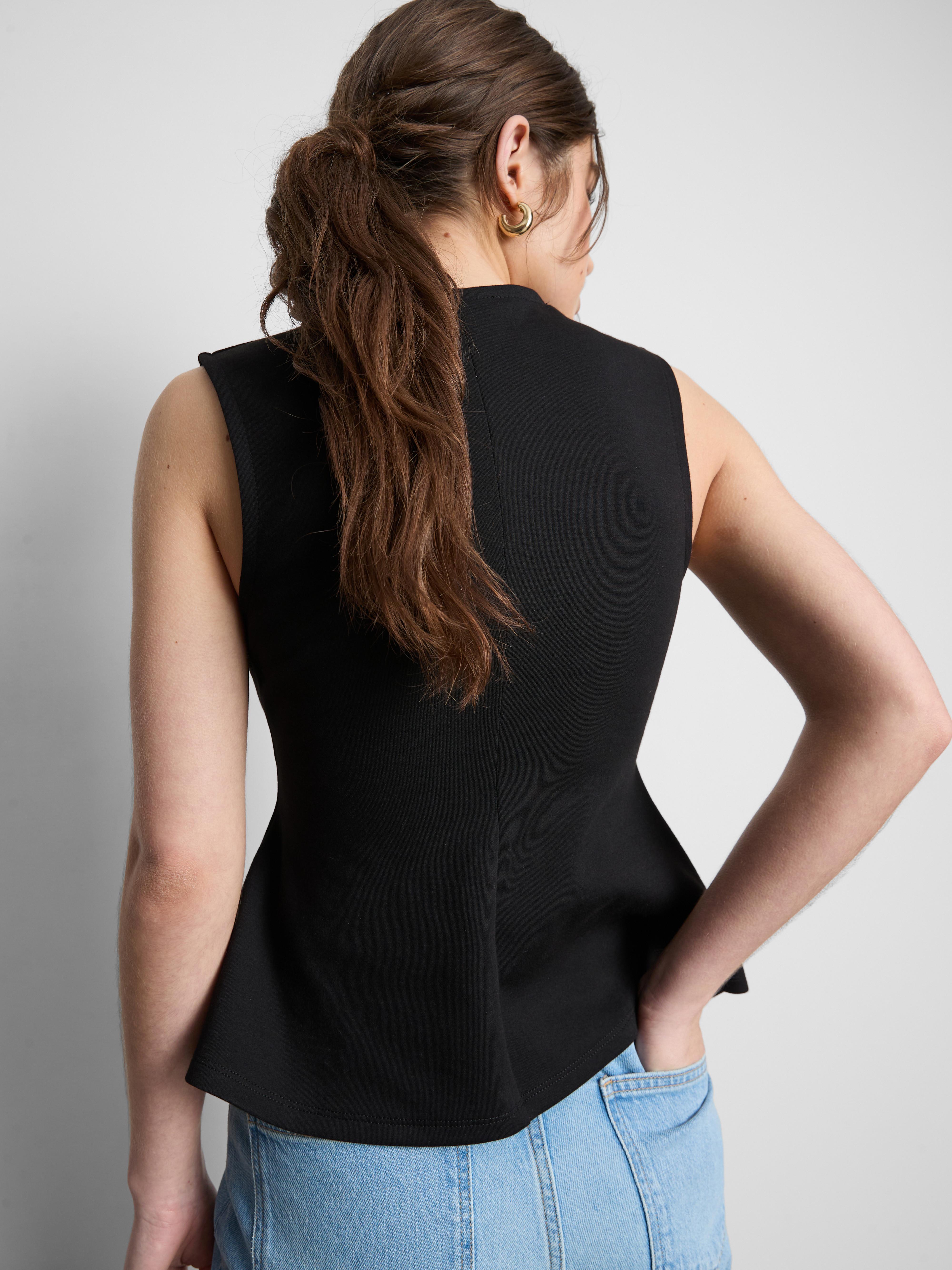 V-Neck Peplum Sleeveless Top