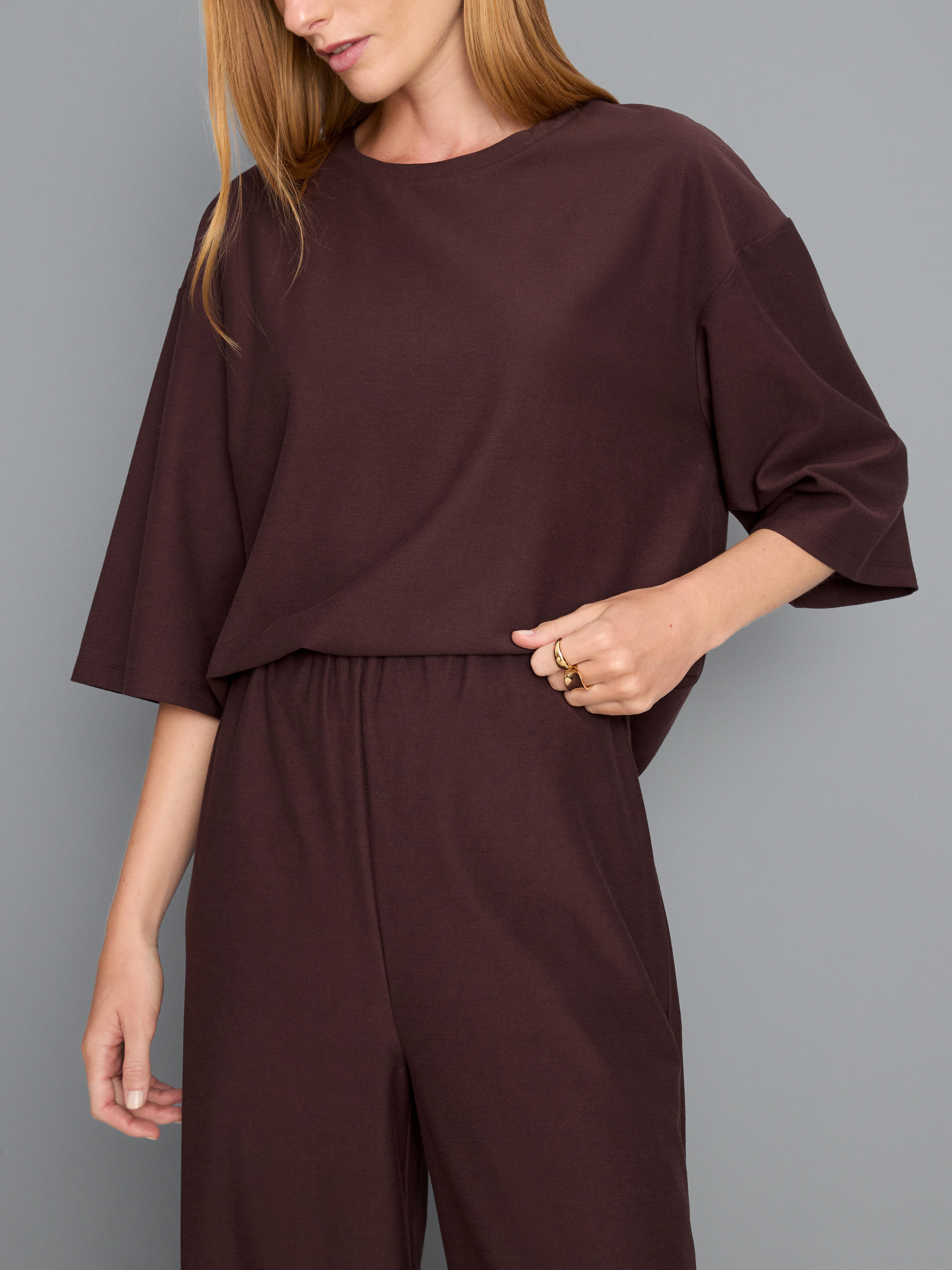 Cotton Blend Wide Leg Drawstring Pants