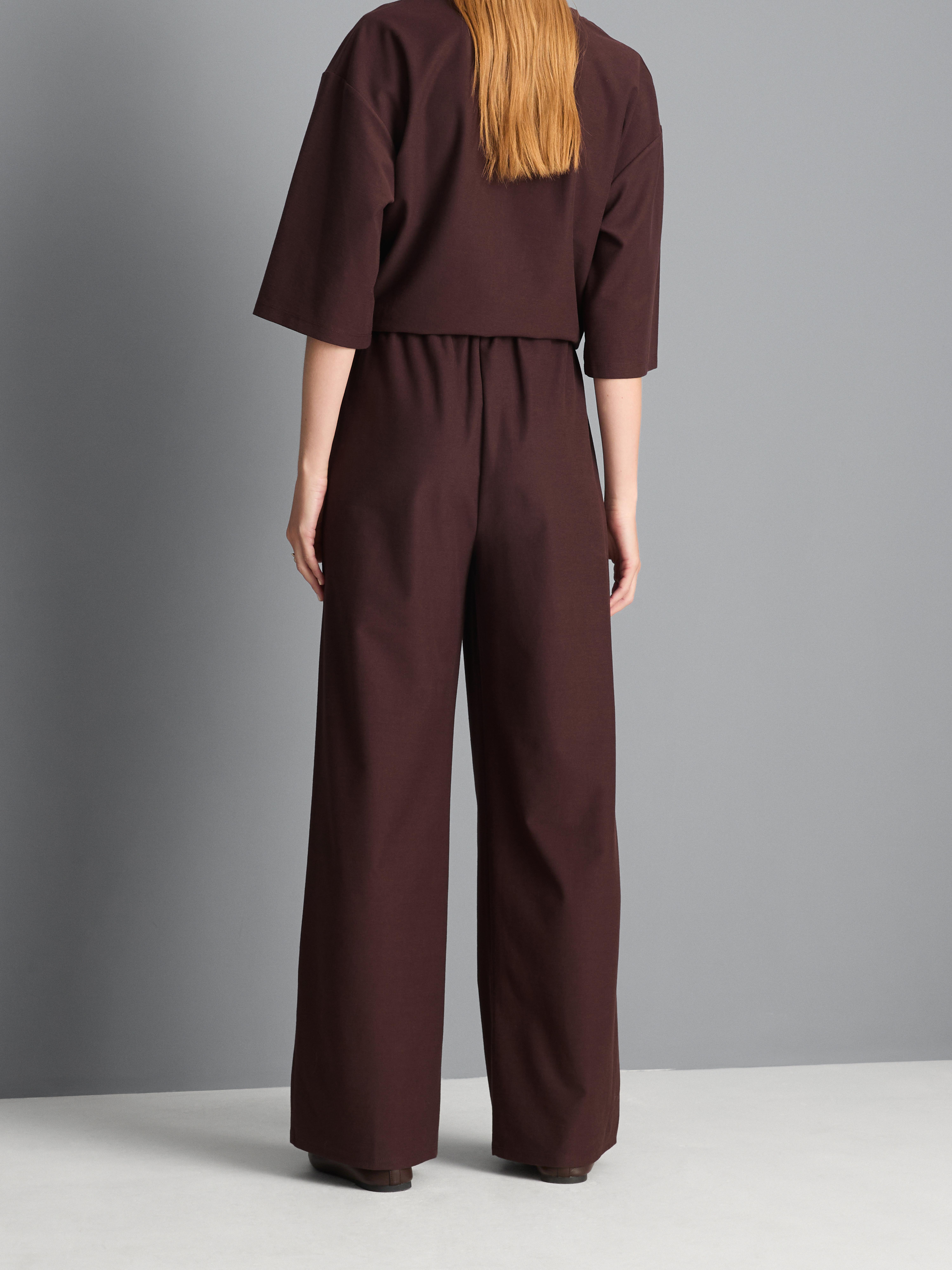 Cotton Blend Wide Leg Drawstring Pants