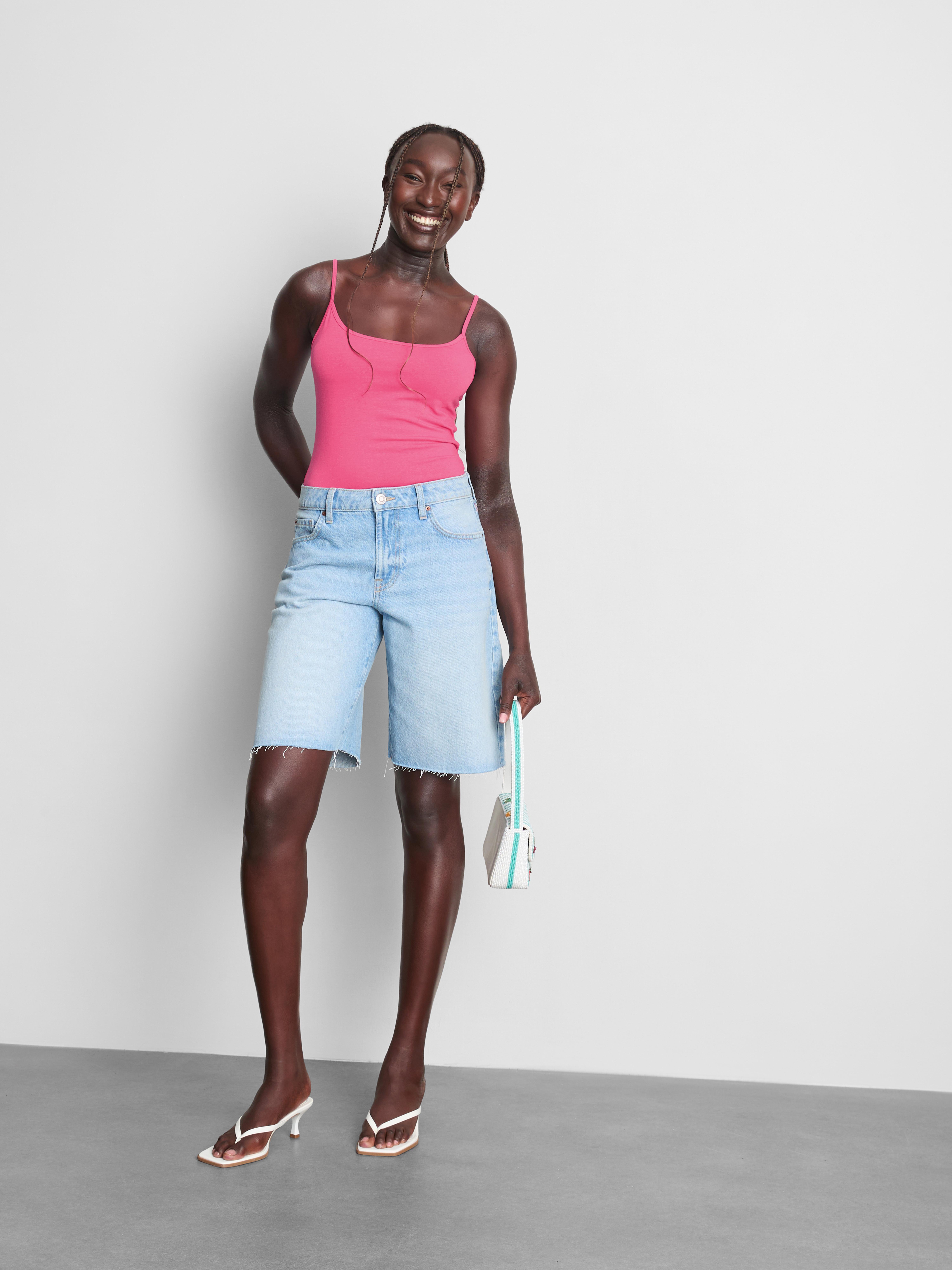 Cotton Rich Stretch Cami Top Hot Pink