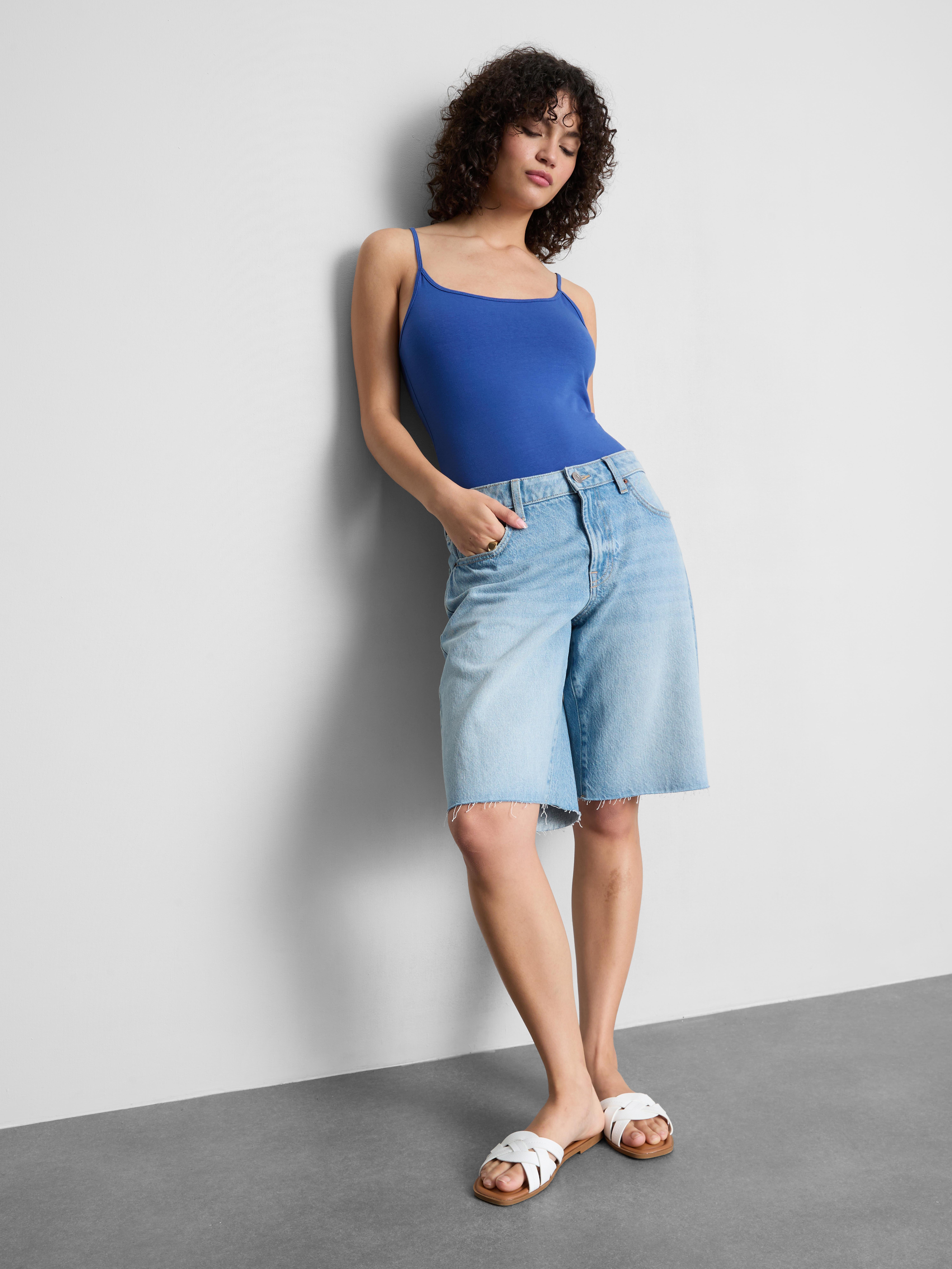 Cotton Rich Stretch Cami Top Dark Blue
