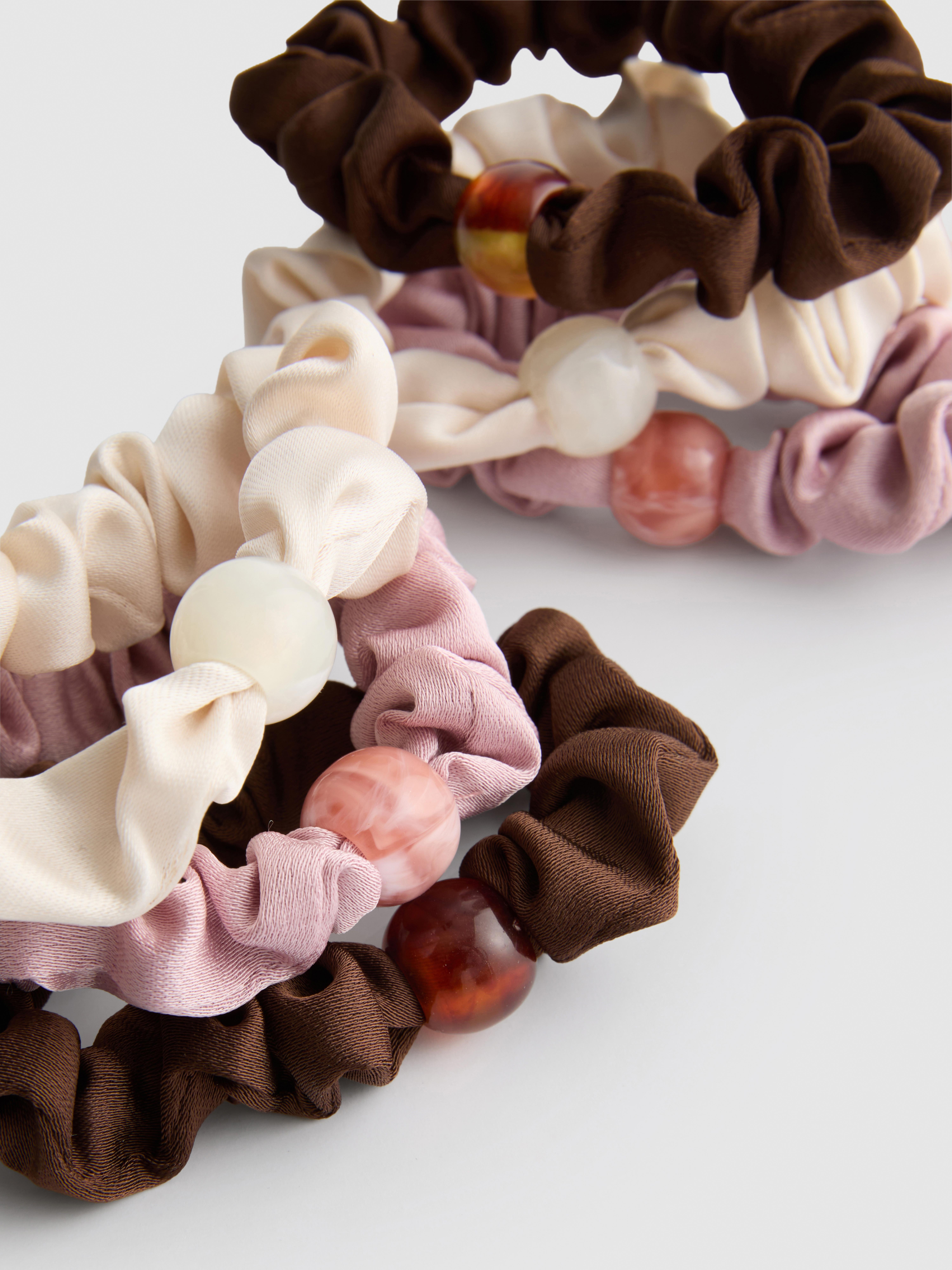Mini-haarschrunchies met kralen, set van 6