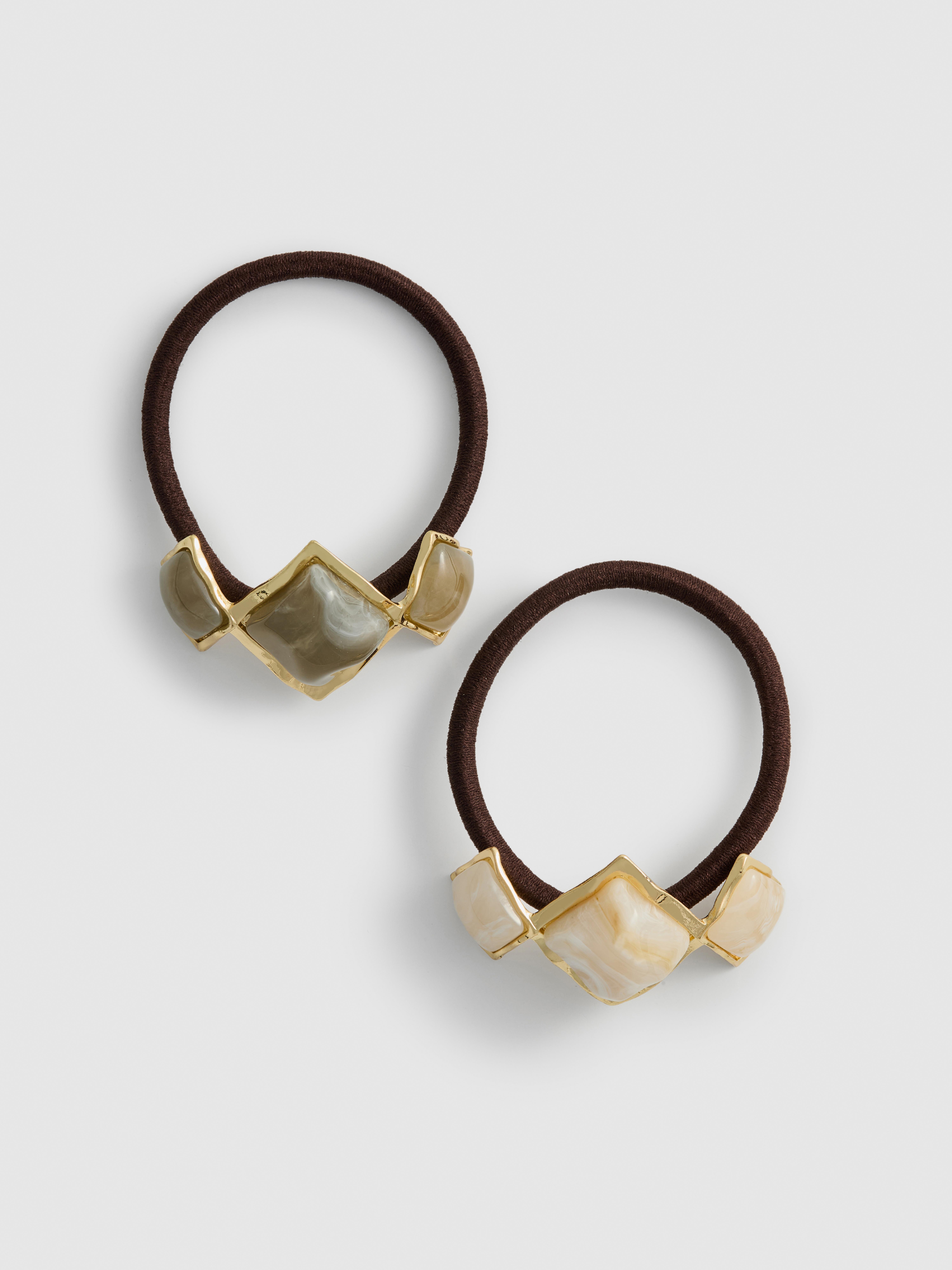 2pk Stone Detail Hair Ties
