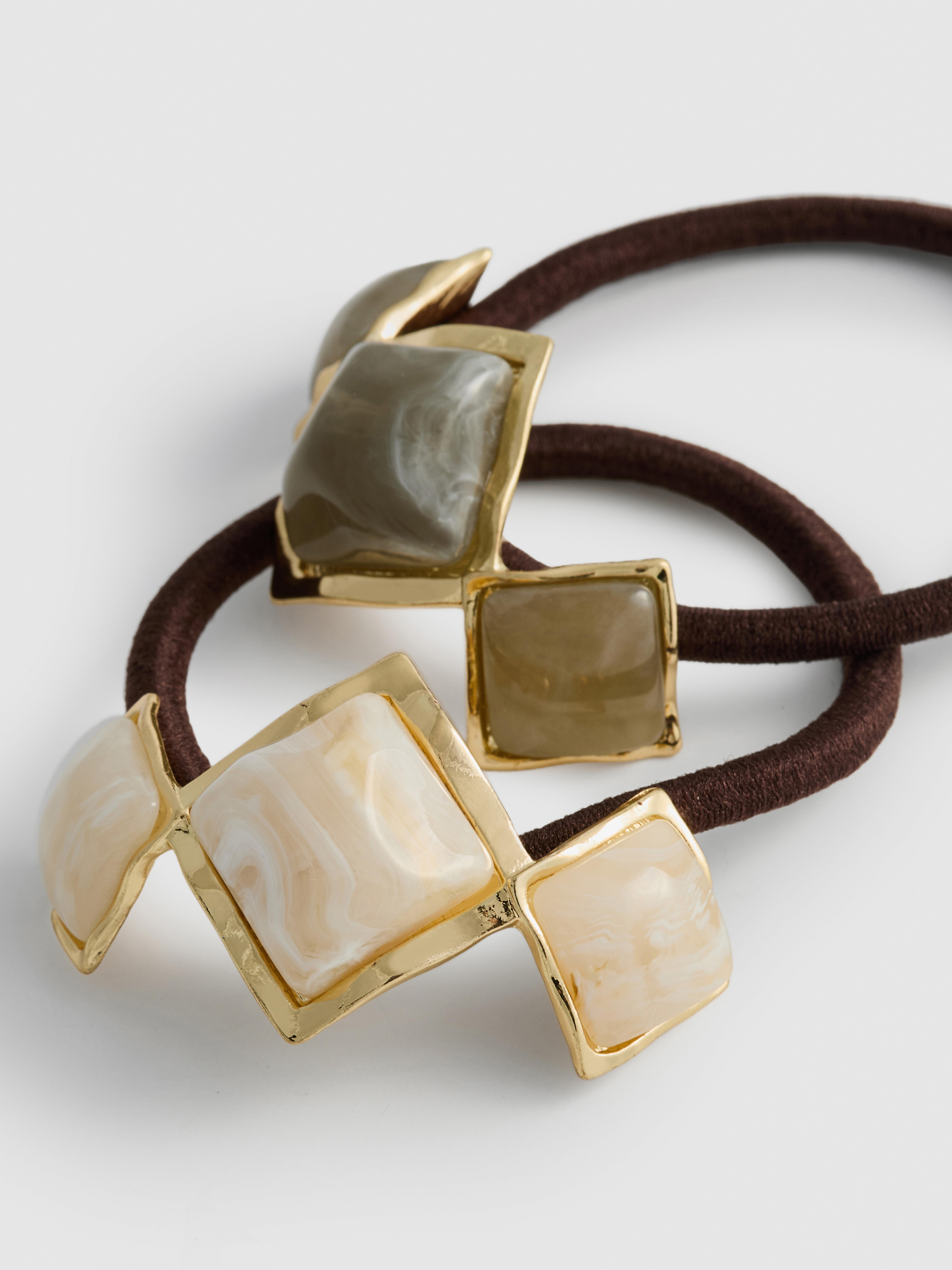 2pk Stone Detail Hair Ties