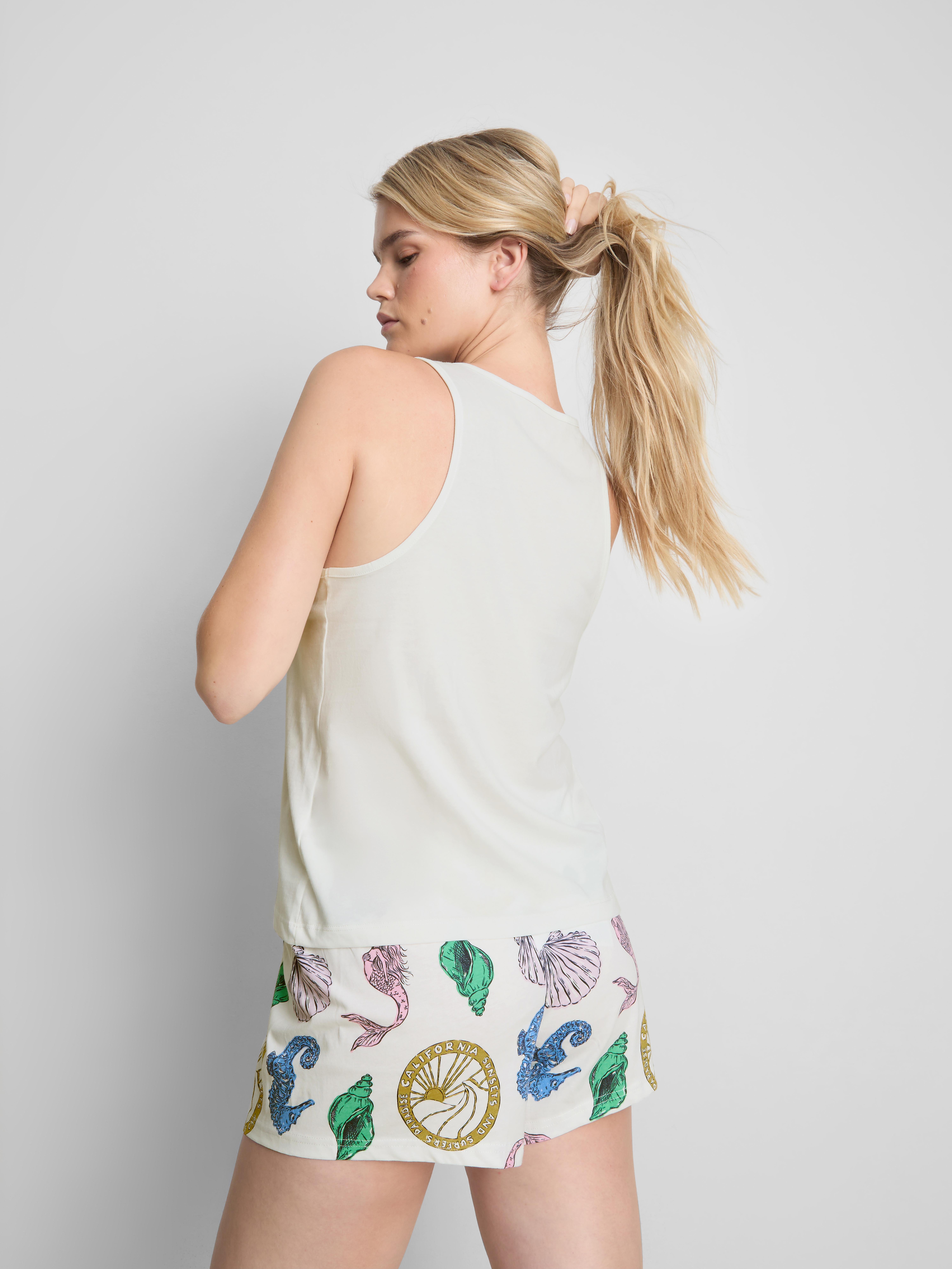 Pijama corto de algodón puro estampado