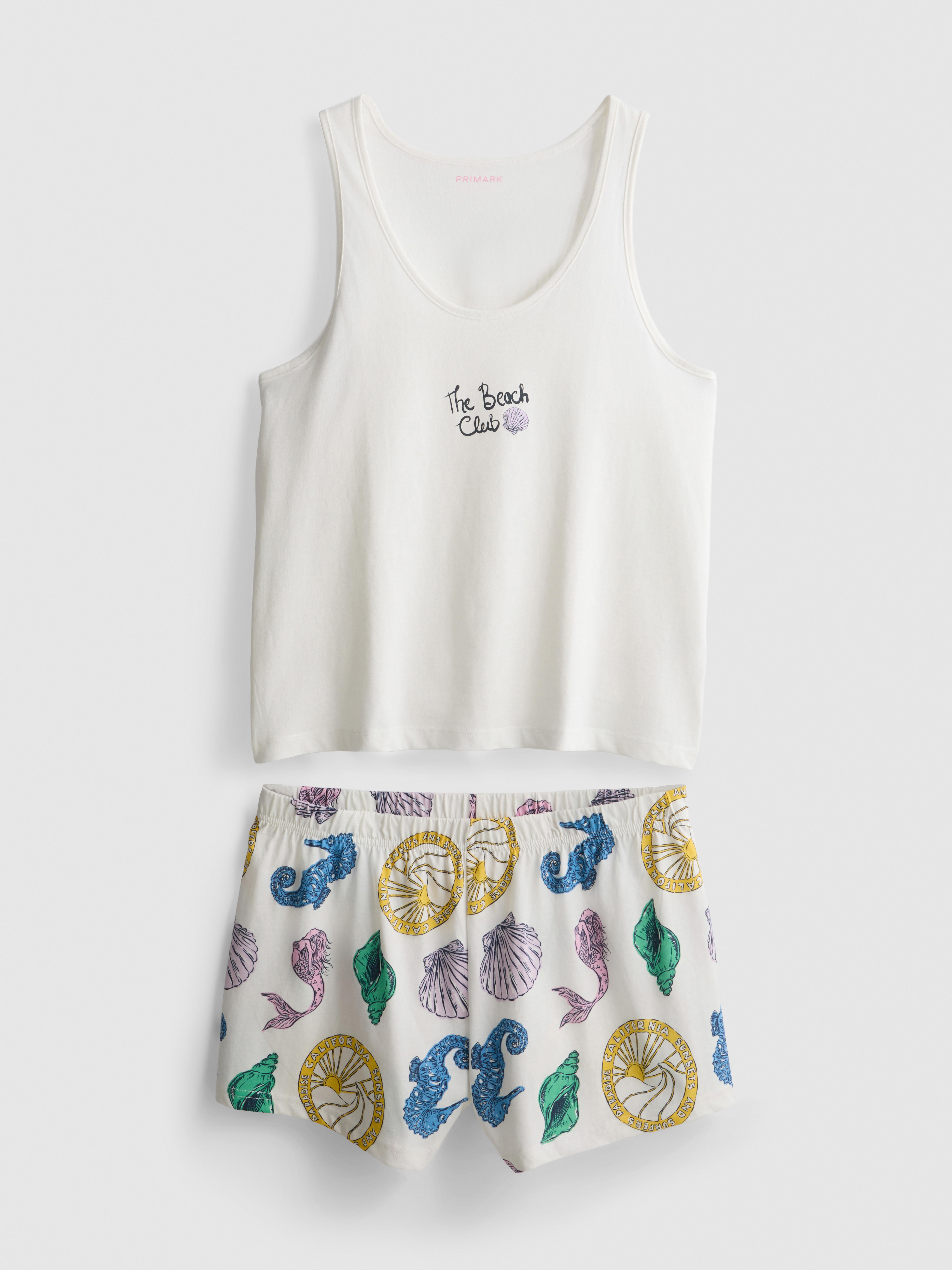 Pijama corto de algodón puro estampado
